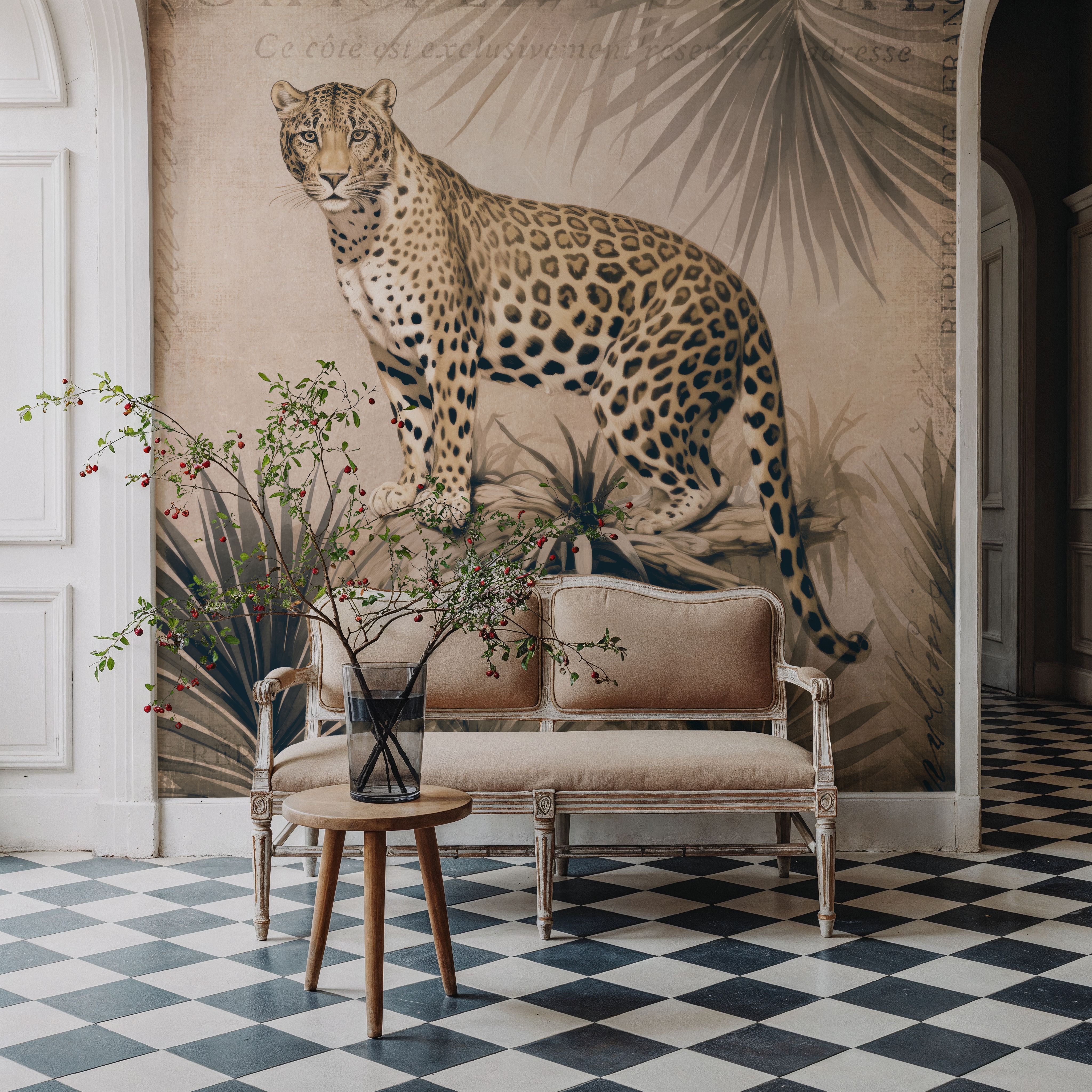 Cheetahs Tropical Jungle Monochrome