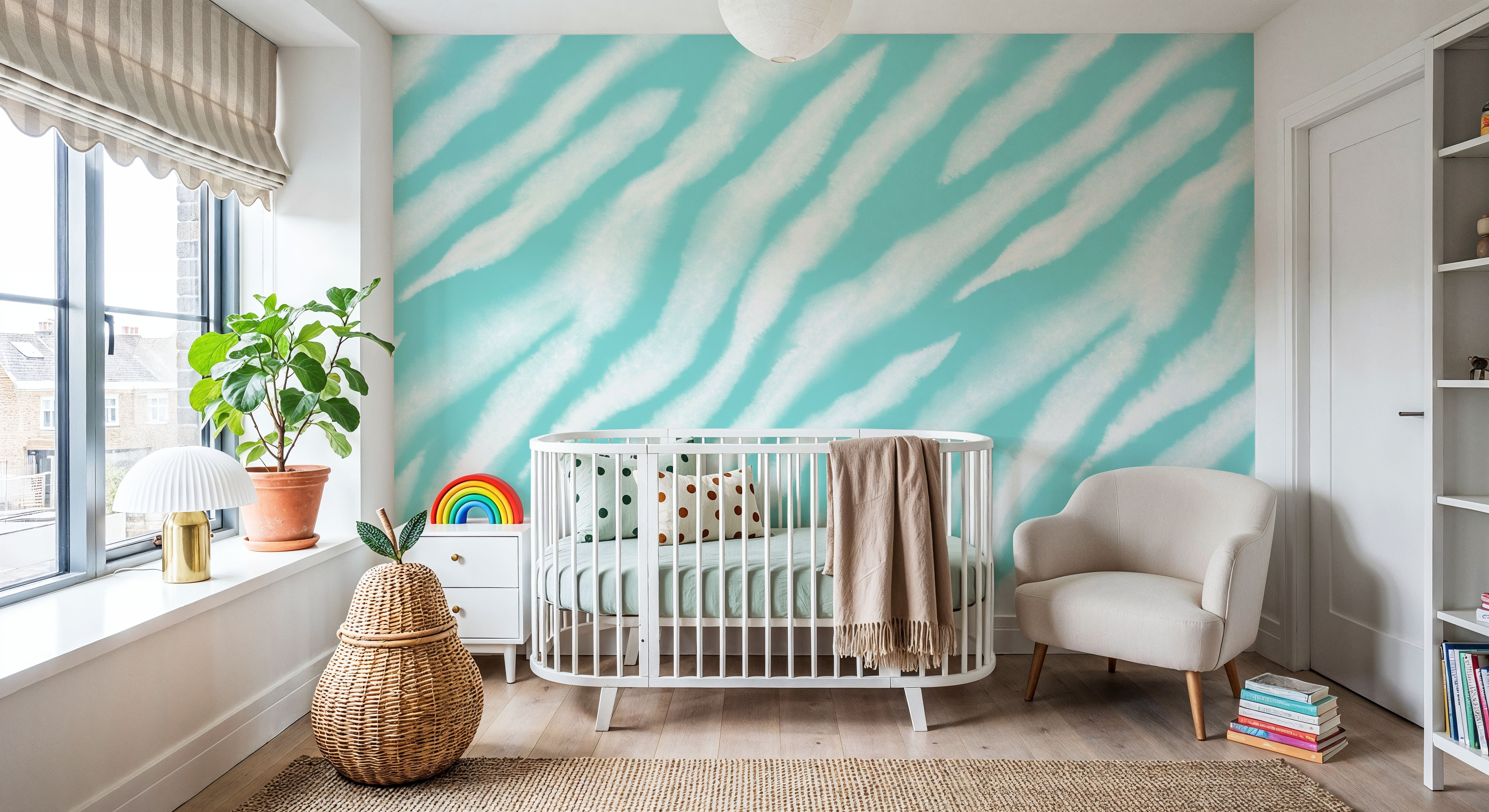 Watercolor Tiger Stripes, Turqouise