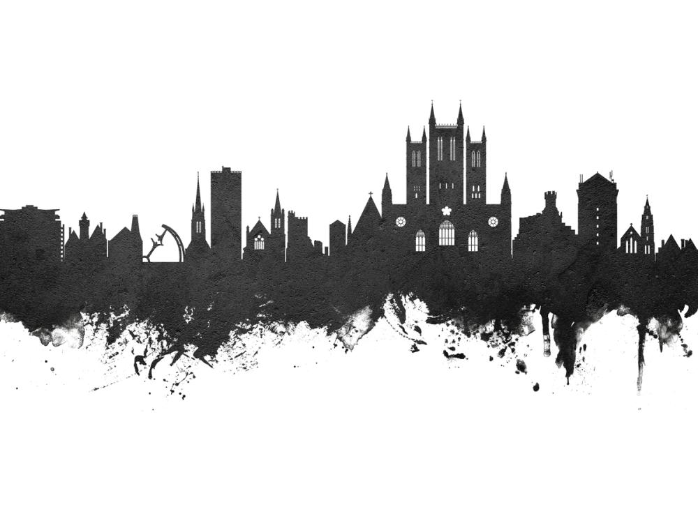 Lincoln England Skyline Black & White