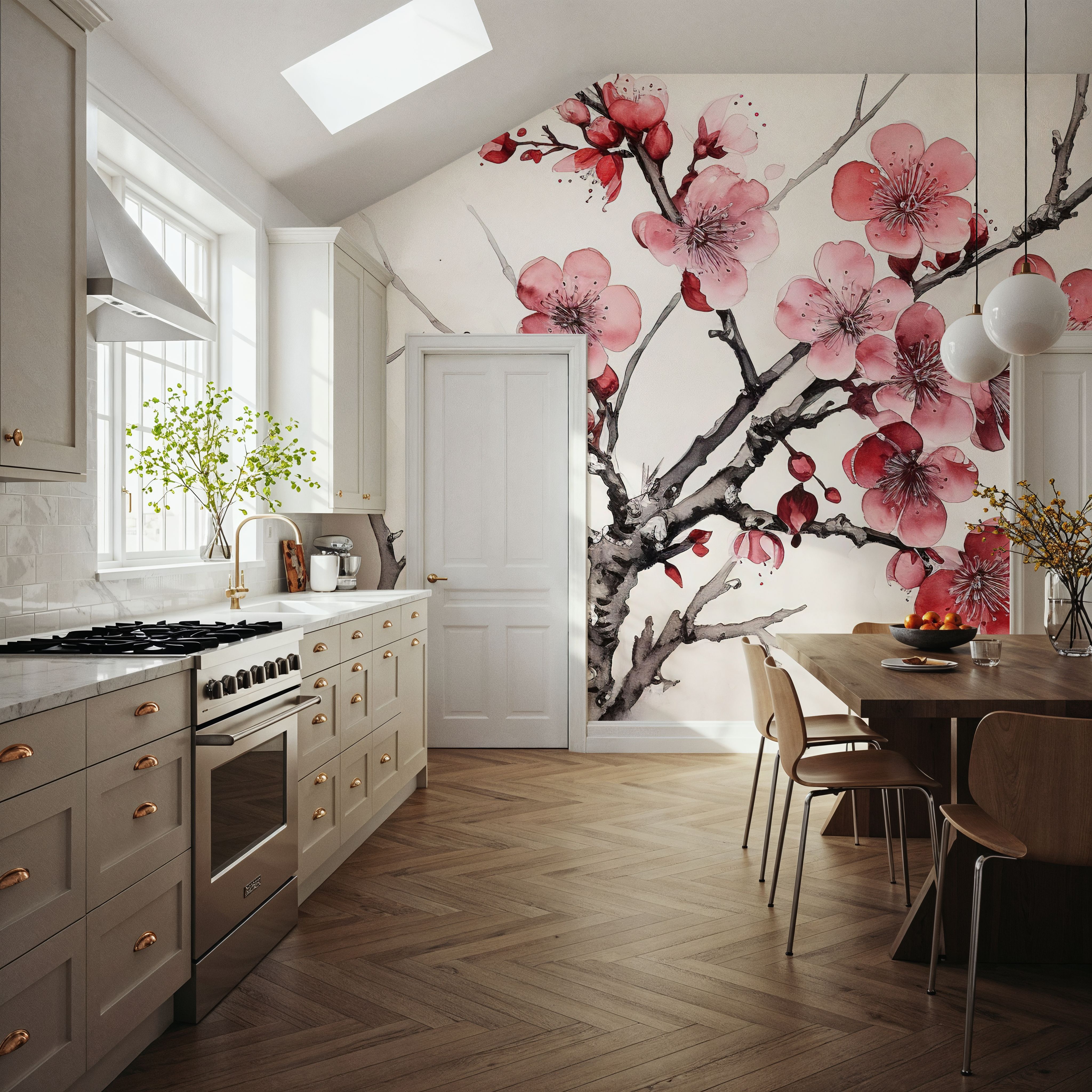 Ink Cherry Blossoms Branches