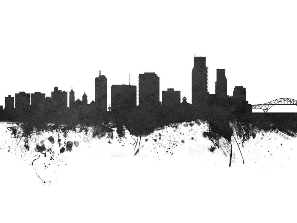 Corpus Christi Texas Skyline Black & White