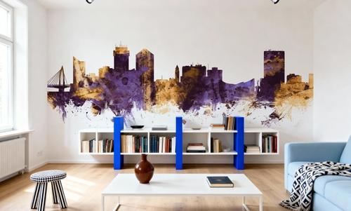 Wichita Kansas Skyline Purple & Gold