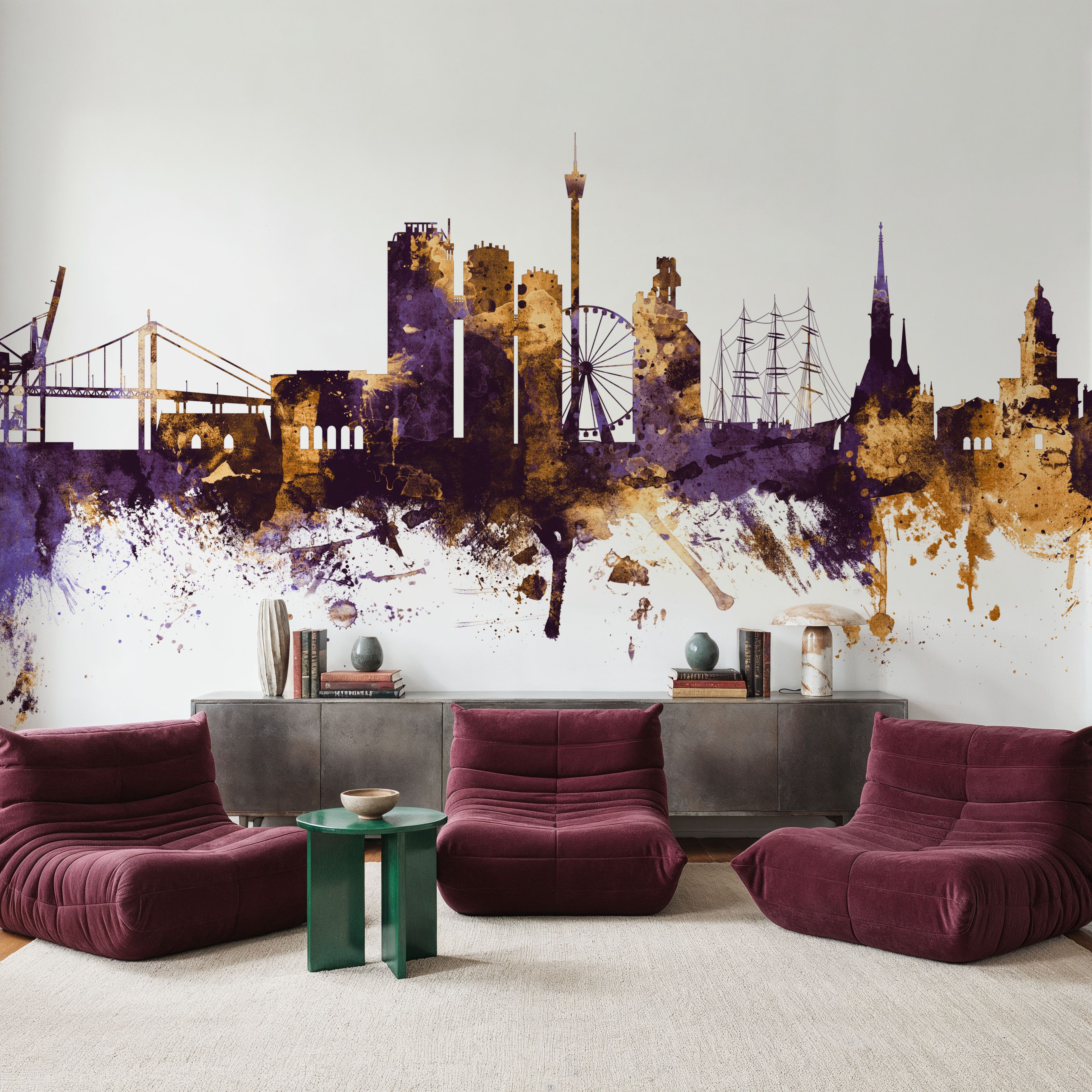 Gothenburg Skyline Purple & Gold