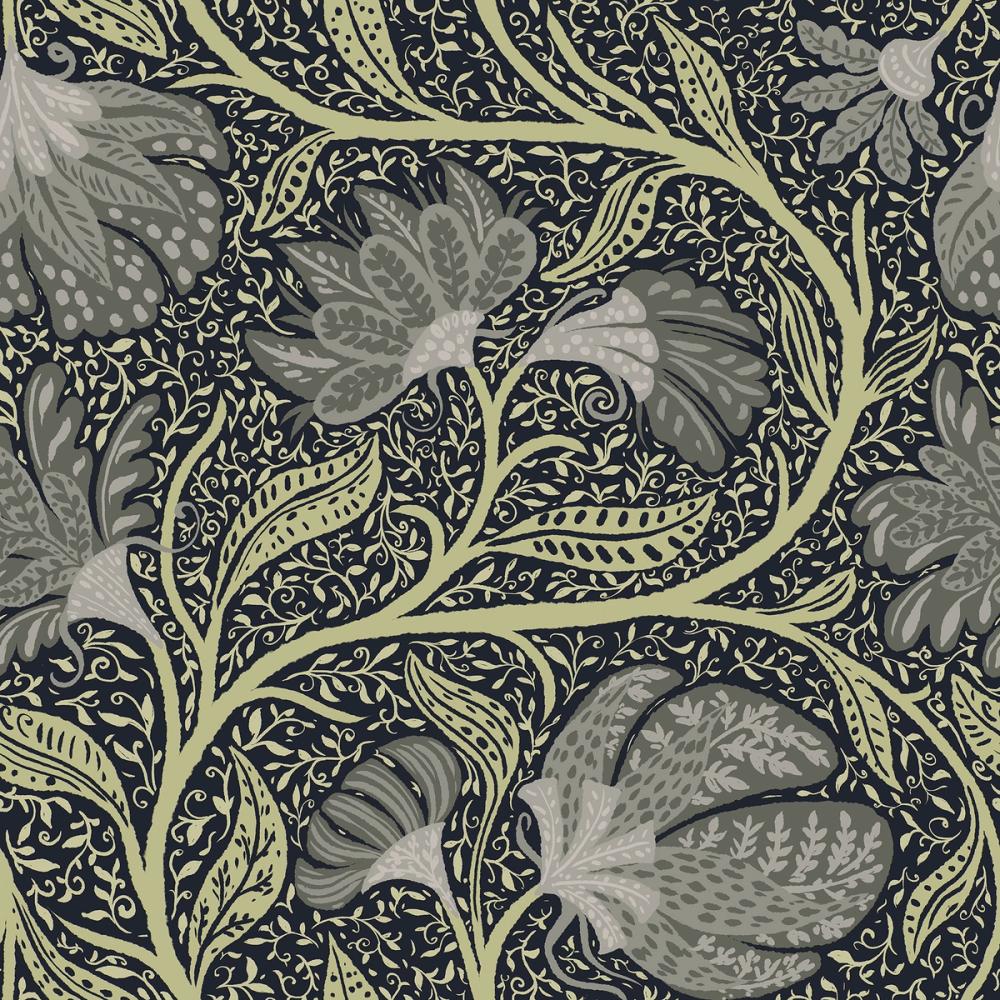 Indial Floral, Graphite on Midnight