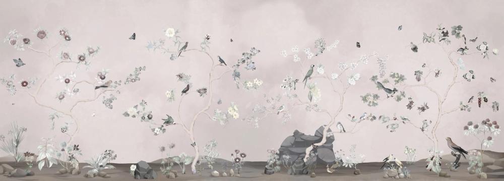 Birds in the Garden Light Gray