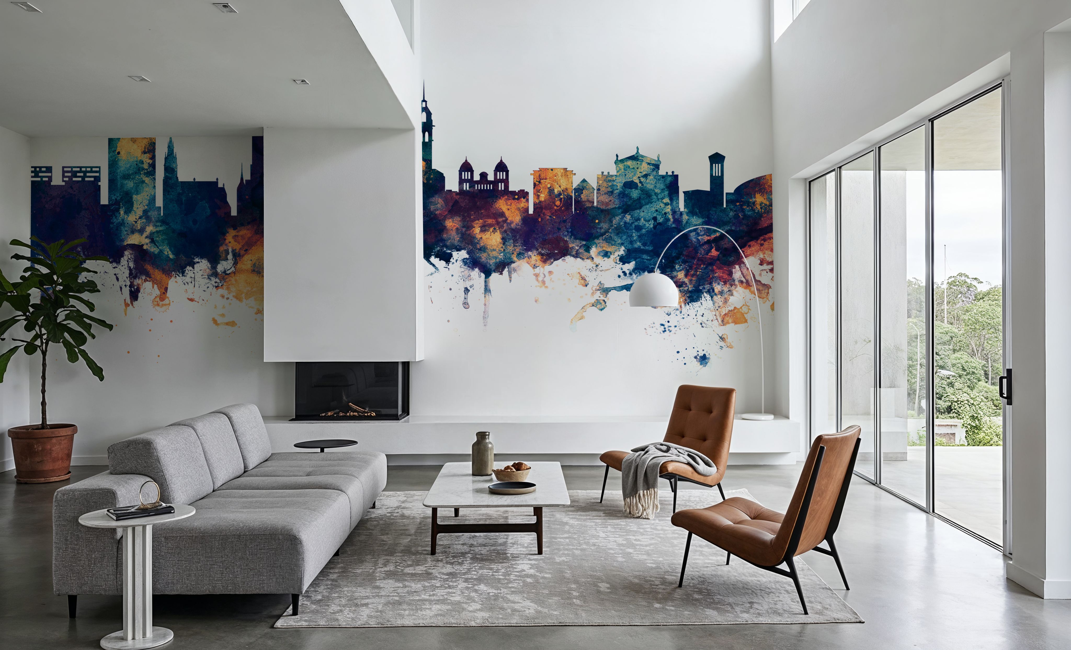 Wintherthur Switzerland Skyline Blue & Bronze, Wallpaper