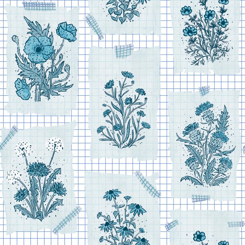Wildflower Collage, Turquoise