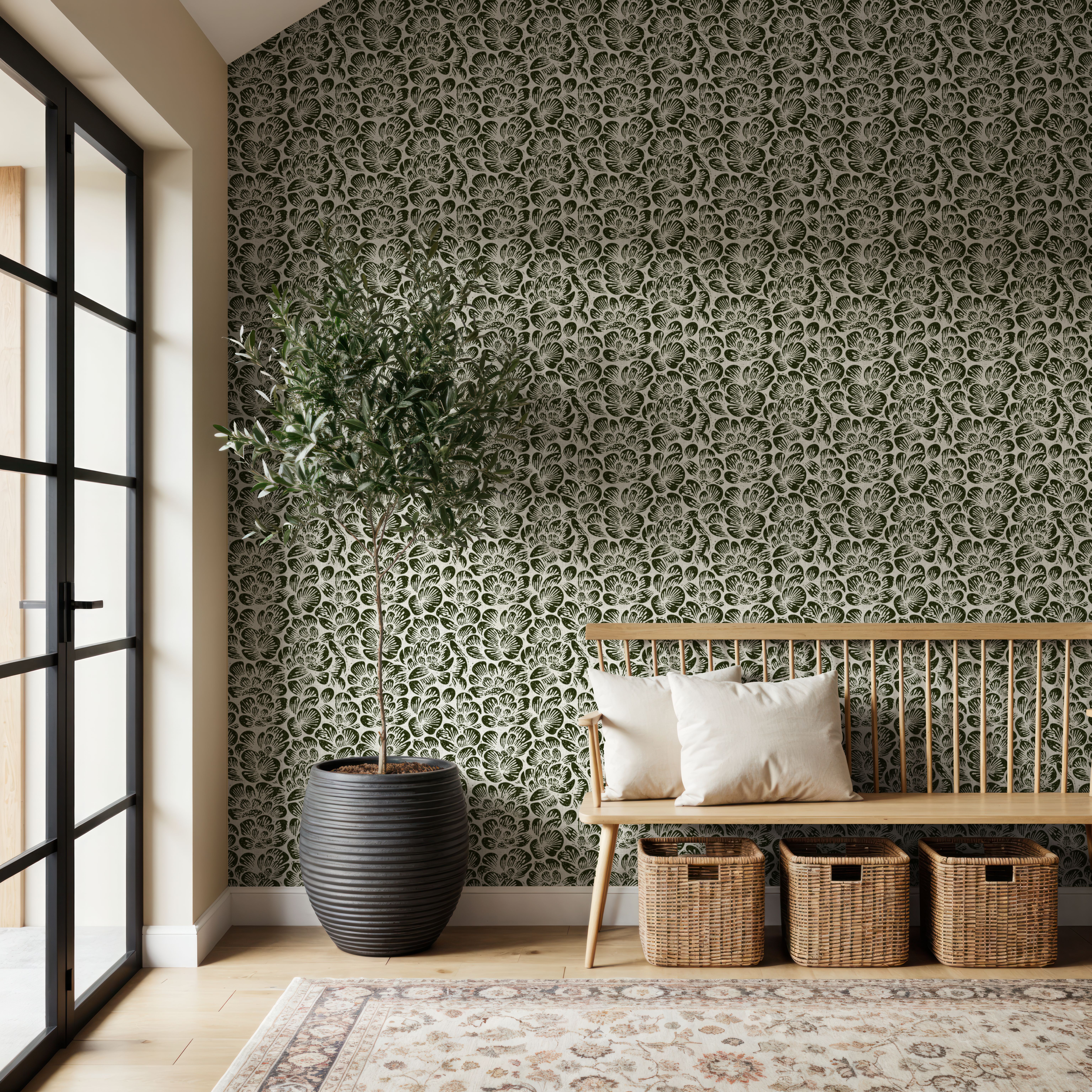 Cottege Peonies, Forest Green