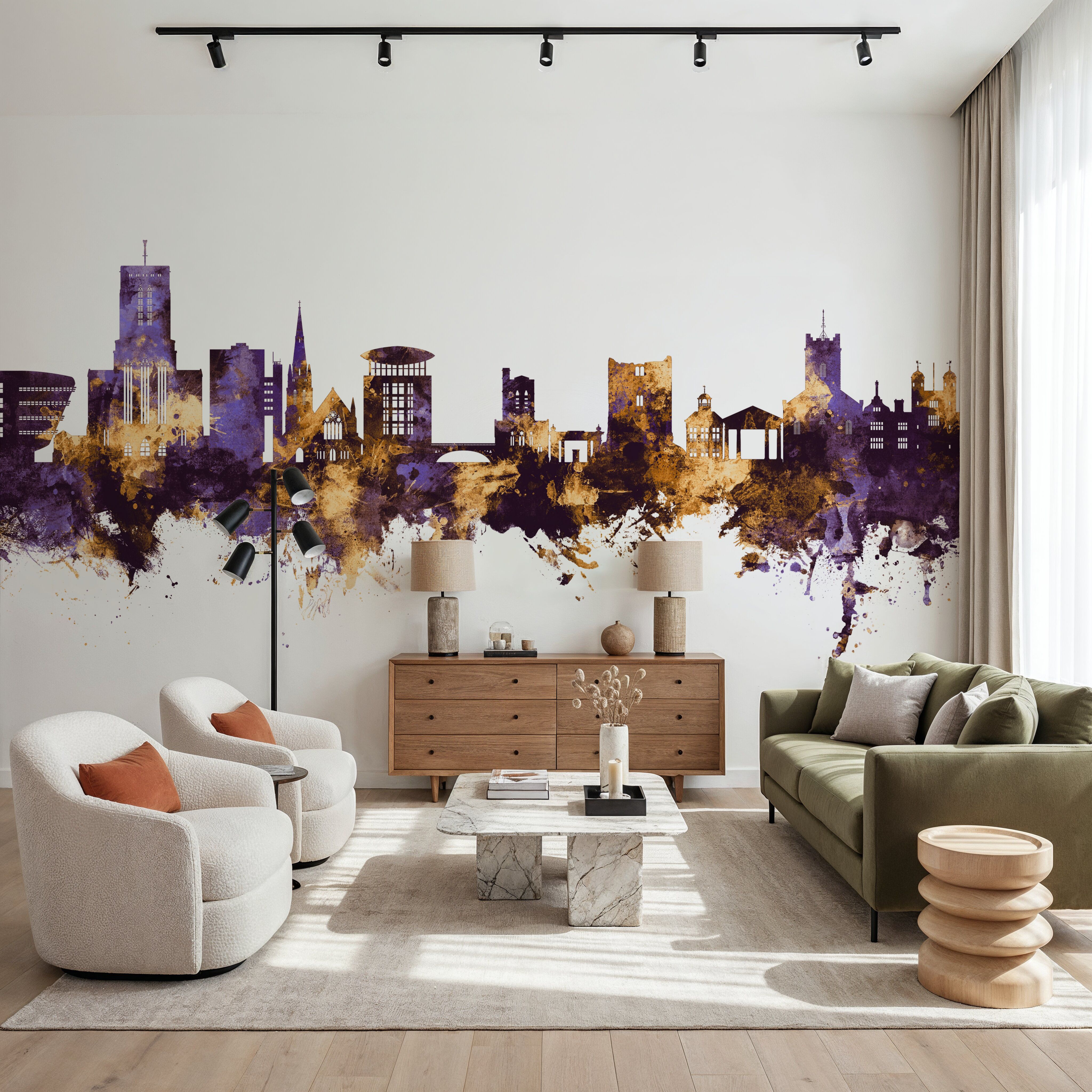 Guildford England Skyline Purpl & Gold