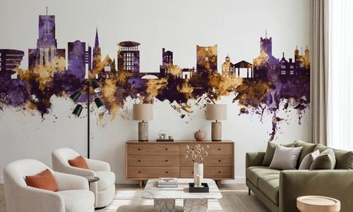 Guildford England Skyline Purpl & Gold
