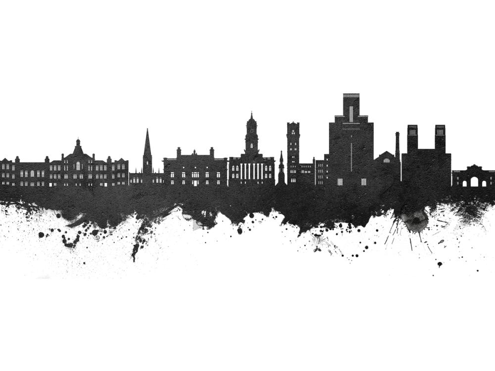 Birkehead England Skyline Black & White