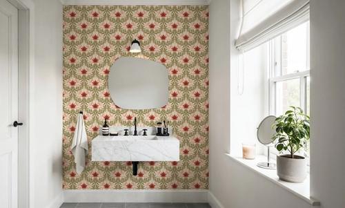 Floral Damask & Bows, Coral