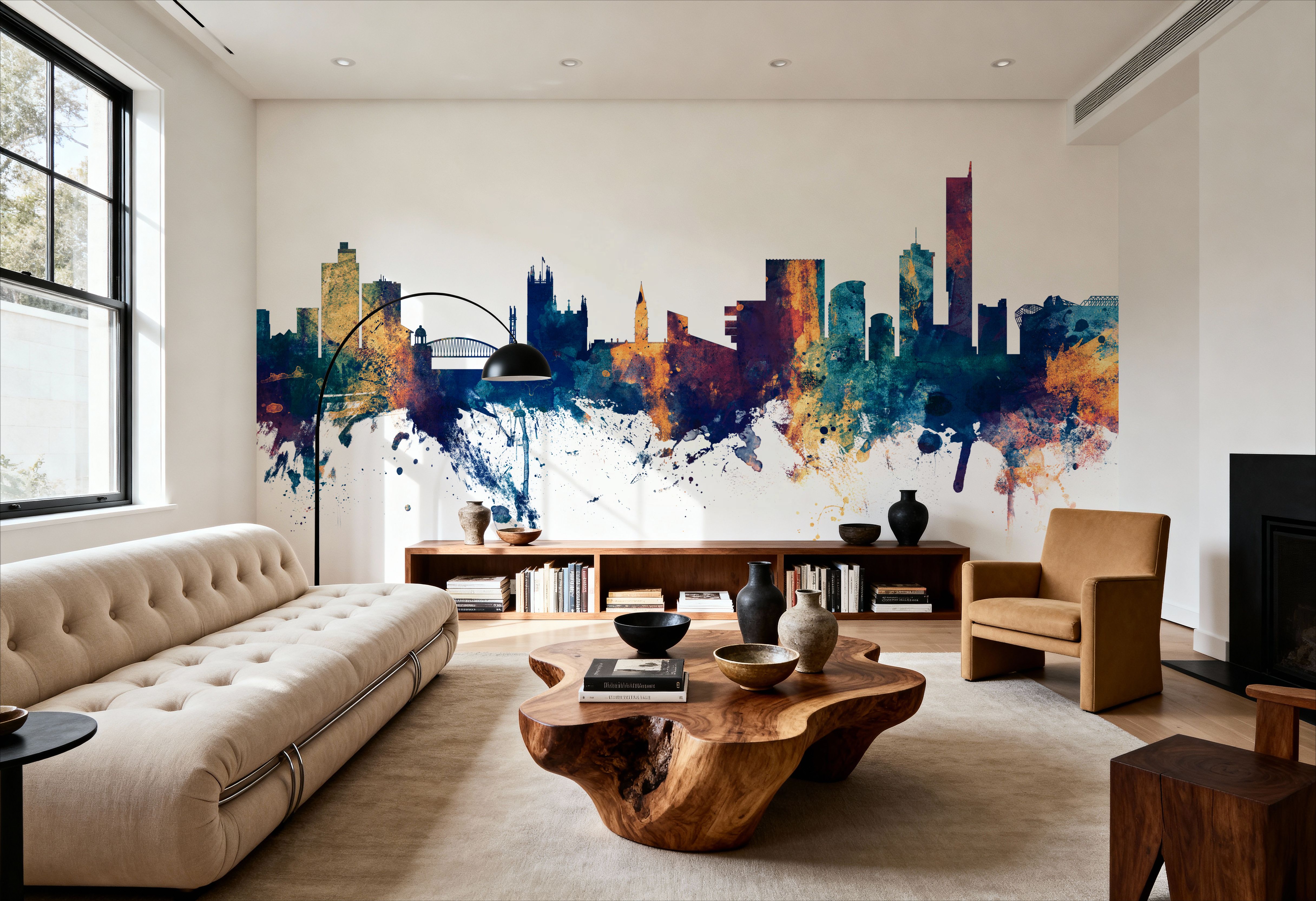 Manchester England Skyline Blue & Bronze