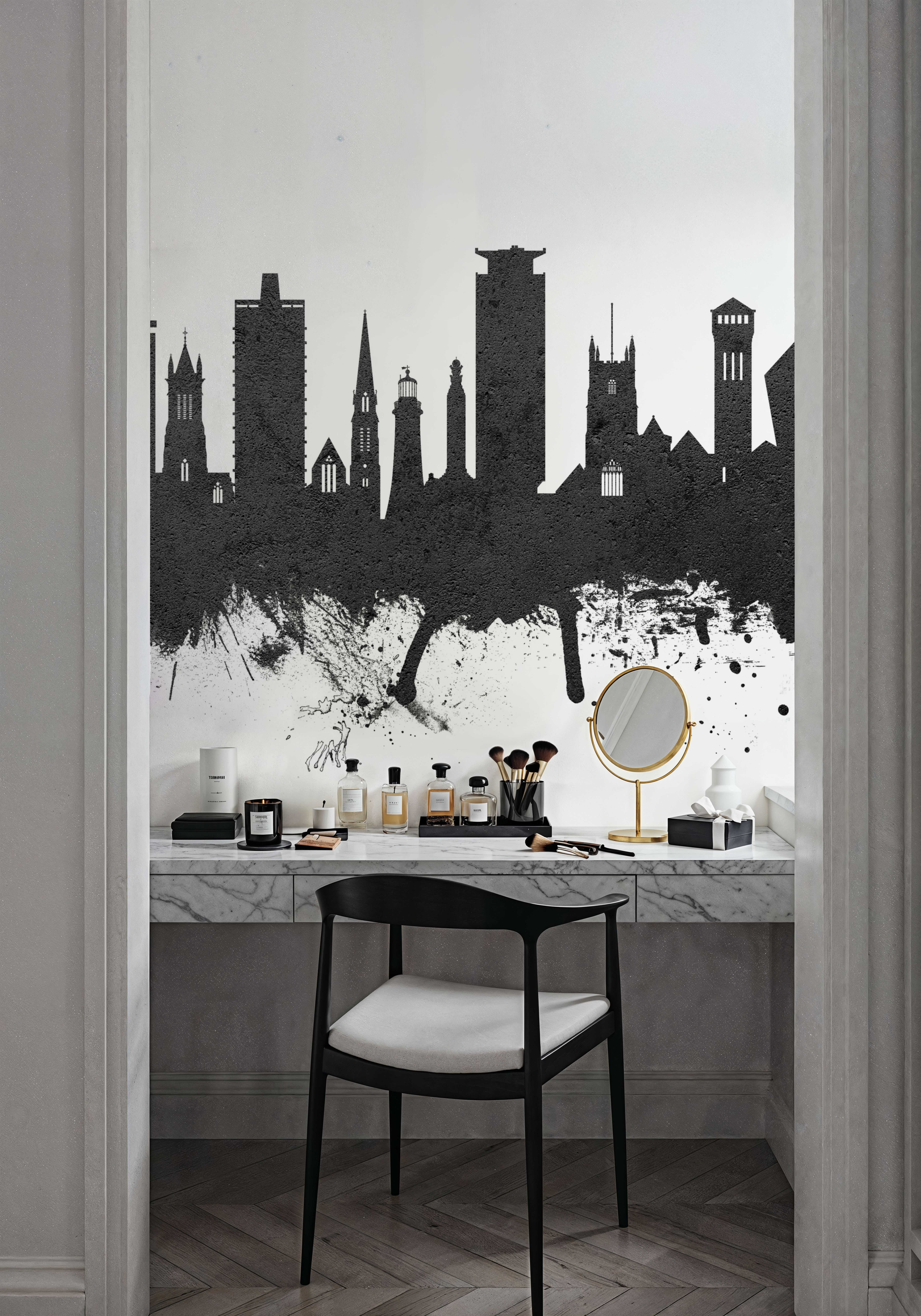 Plymouth England Skyline Black & White