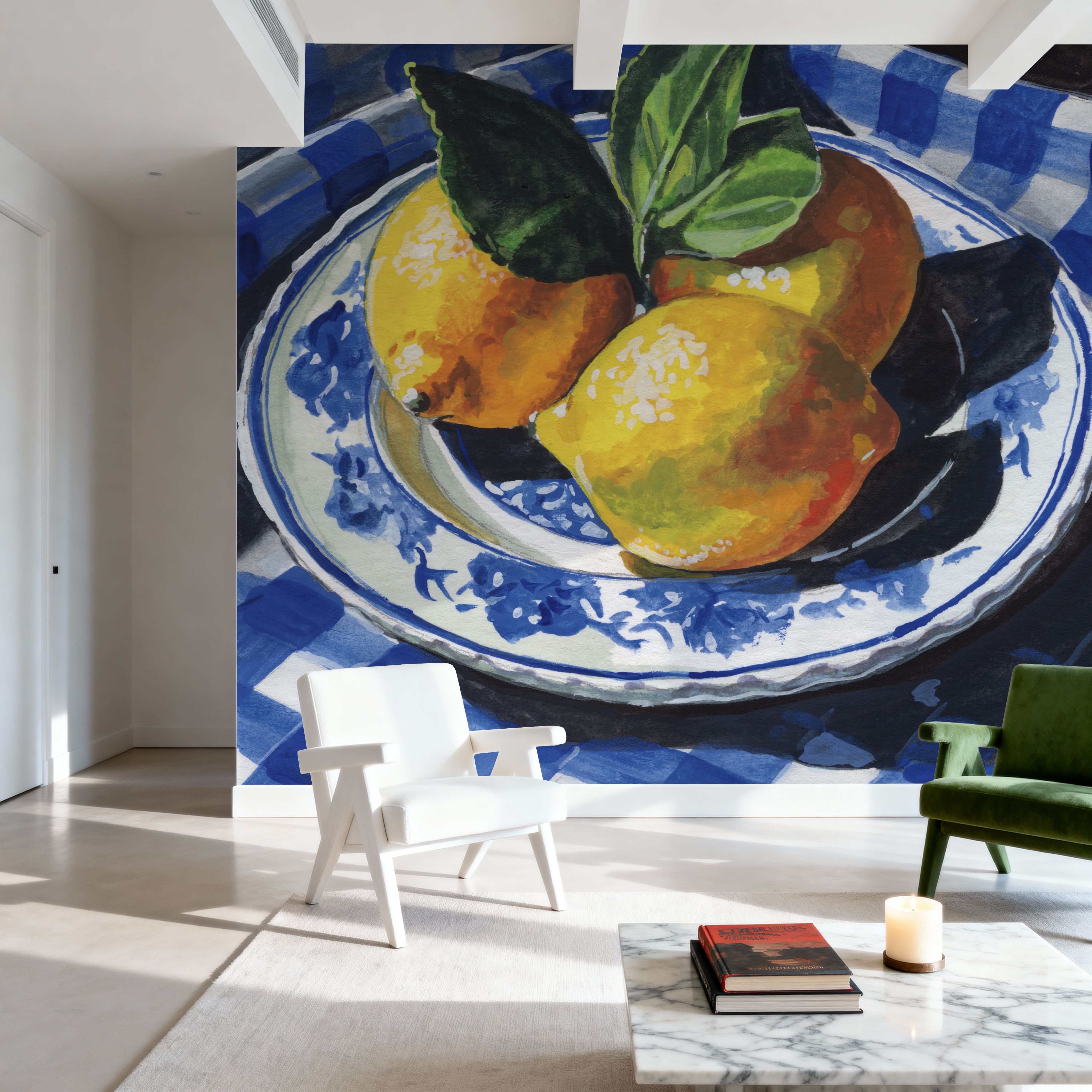 Lemons on a Blue Table