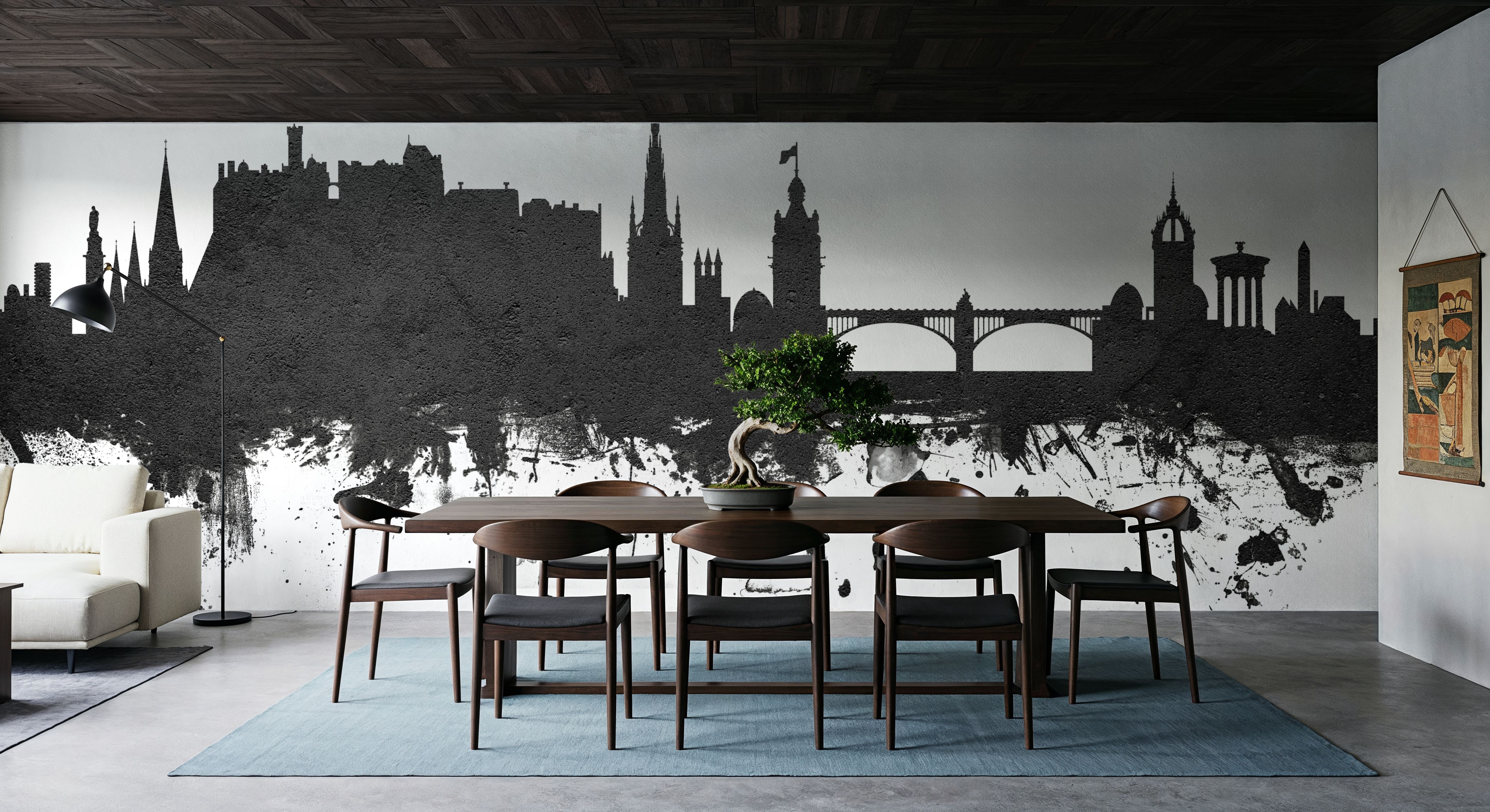 Edinburgh Scotland Skyline Black & White