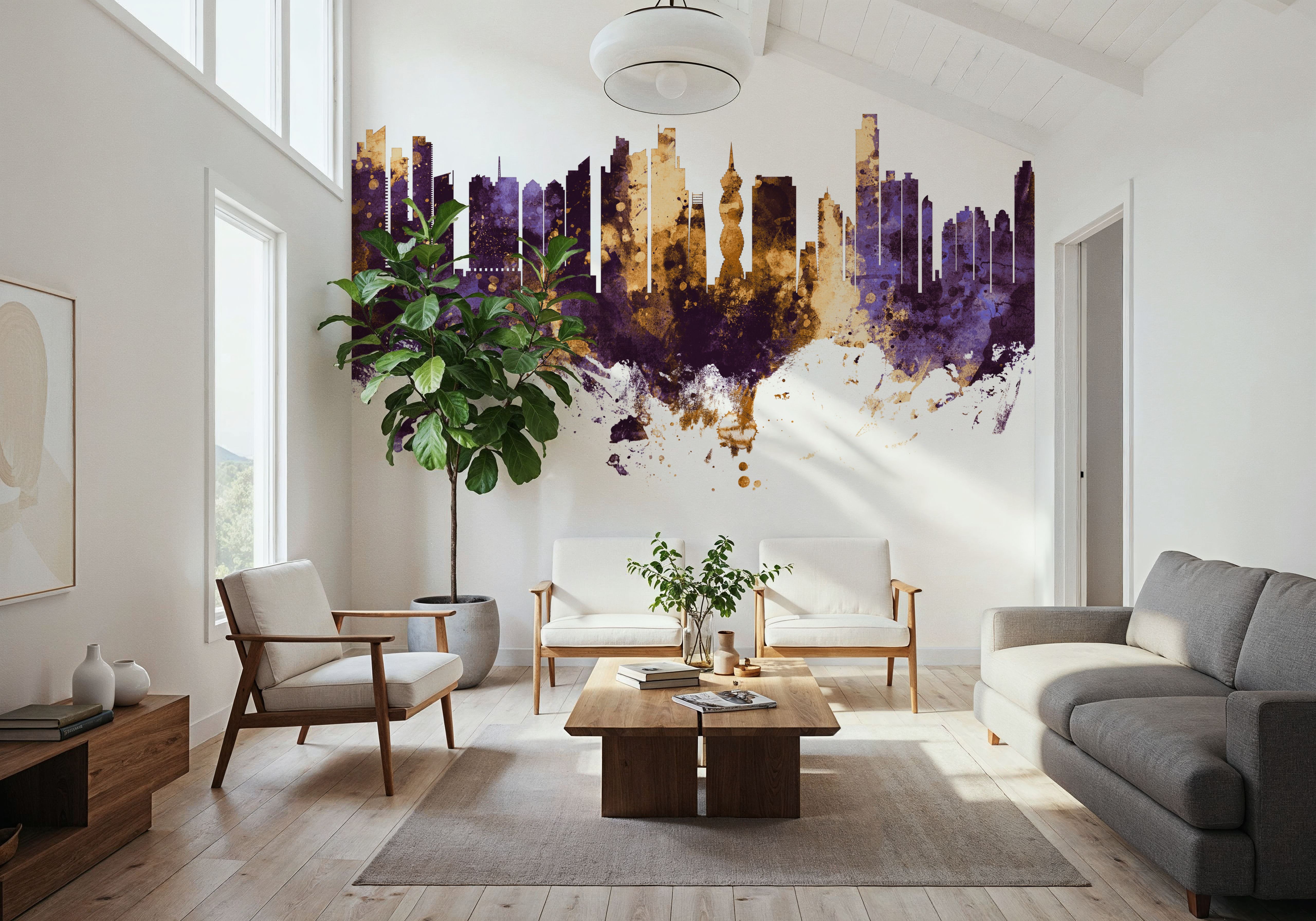 Panama City Skyline Purple & Gold