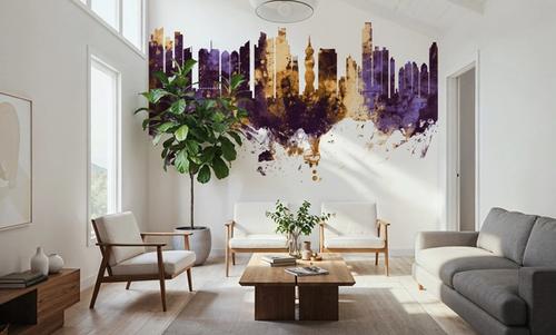 Panama City Skyline Purple & Gold