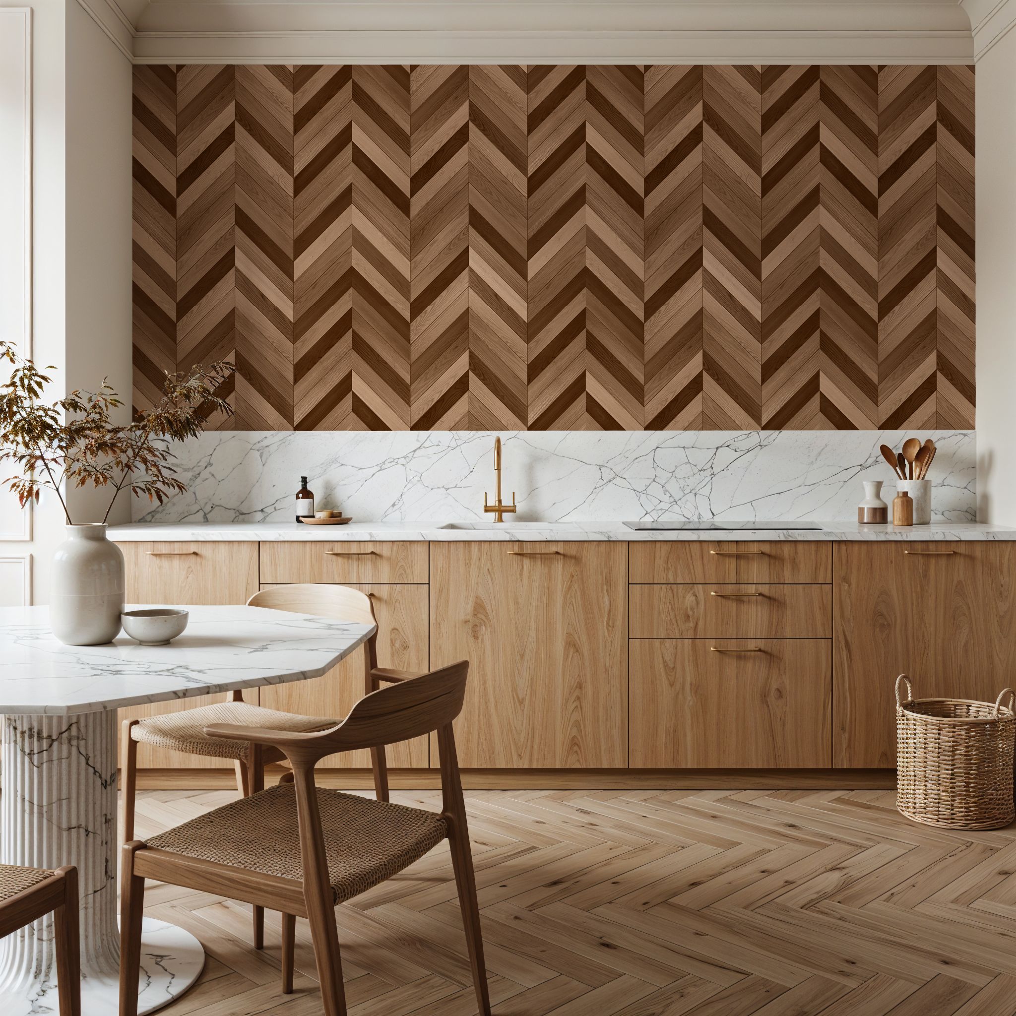Chevron Wood, Walnut and Oak