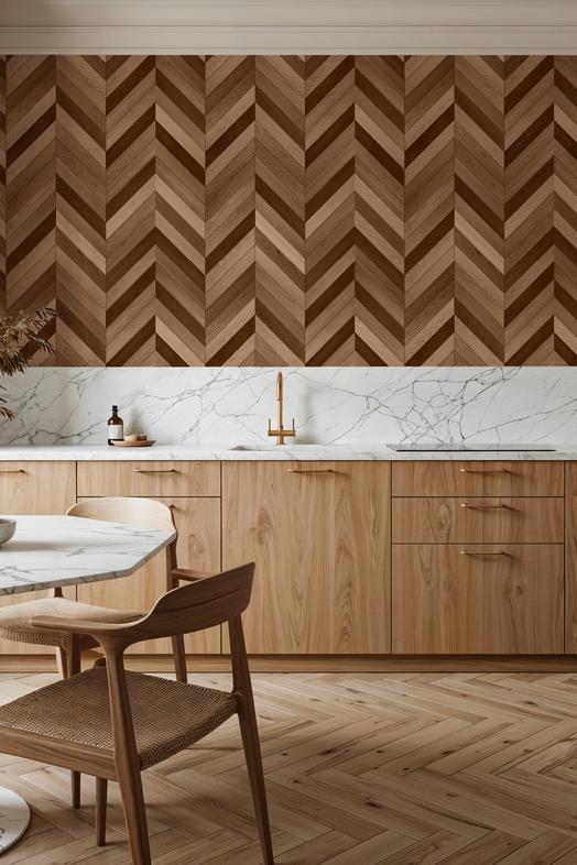 Chevron Wood, Walnut and Oak