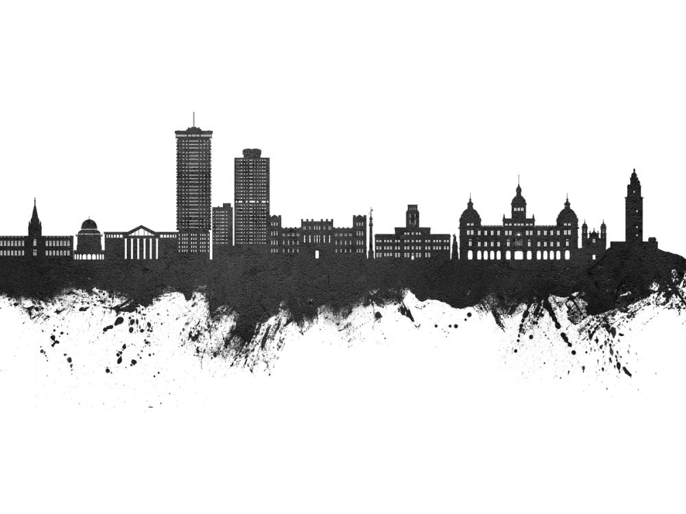 A Coruña Spain Skyline Black & White