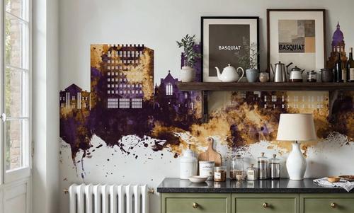 Cheyenne Wyoming Skyline Purple & Gold