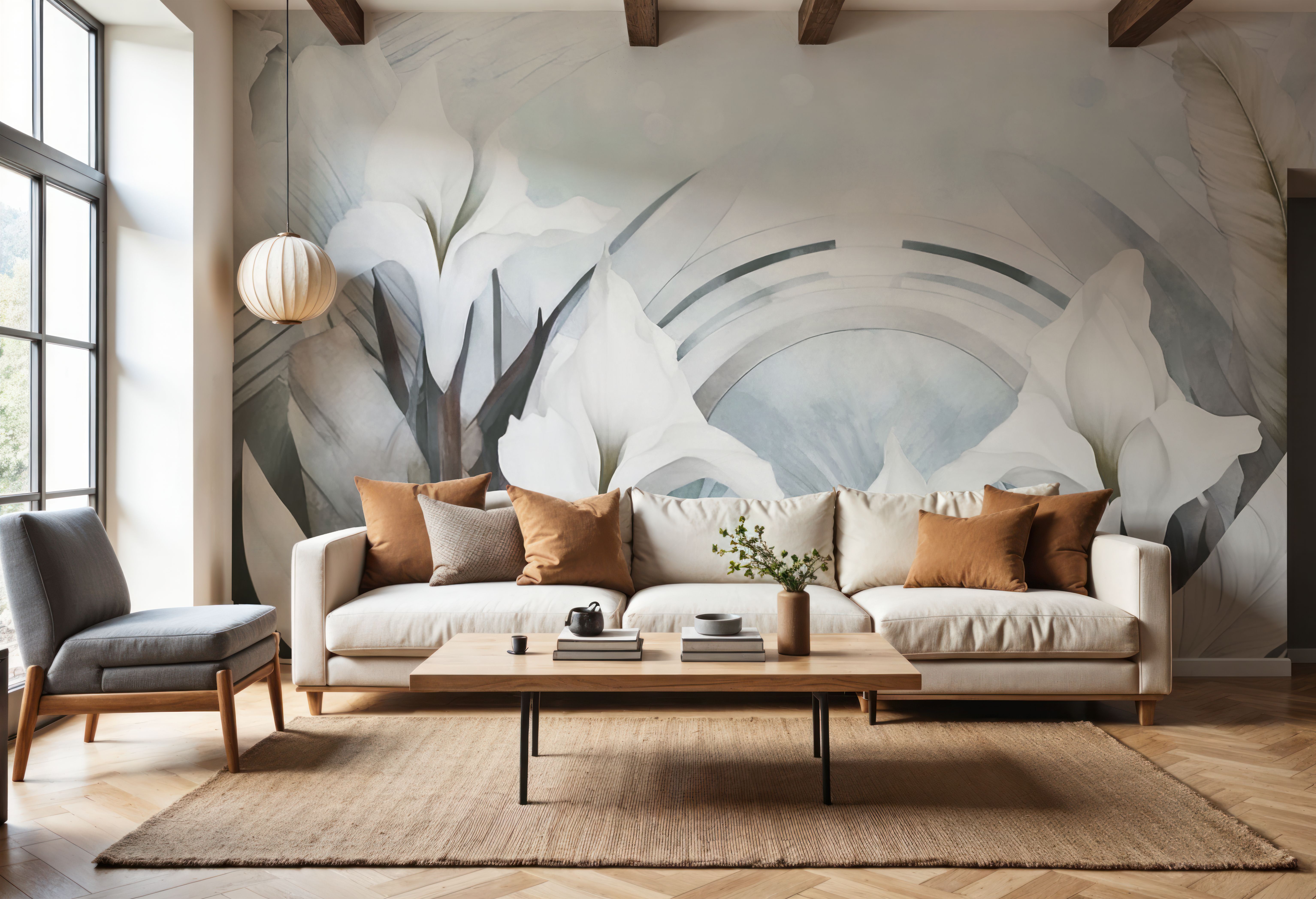 Irises and Feathers Mixed Blue