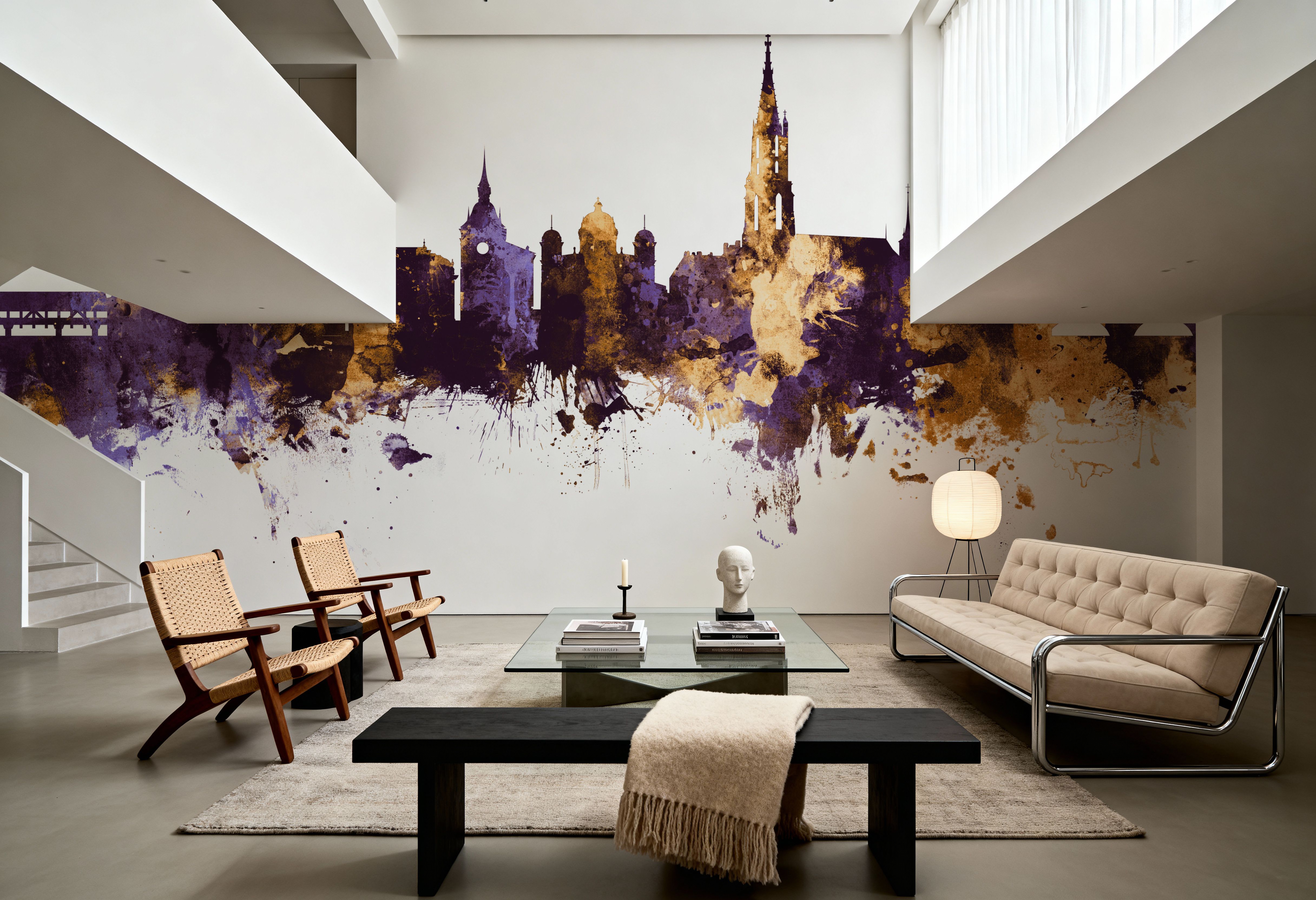 Bern Switzerland Skyline Purple & Gold