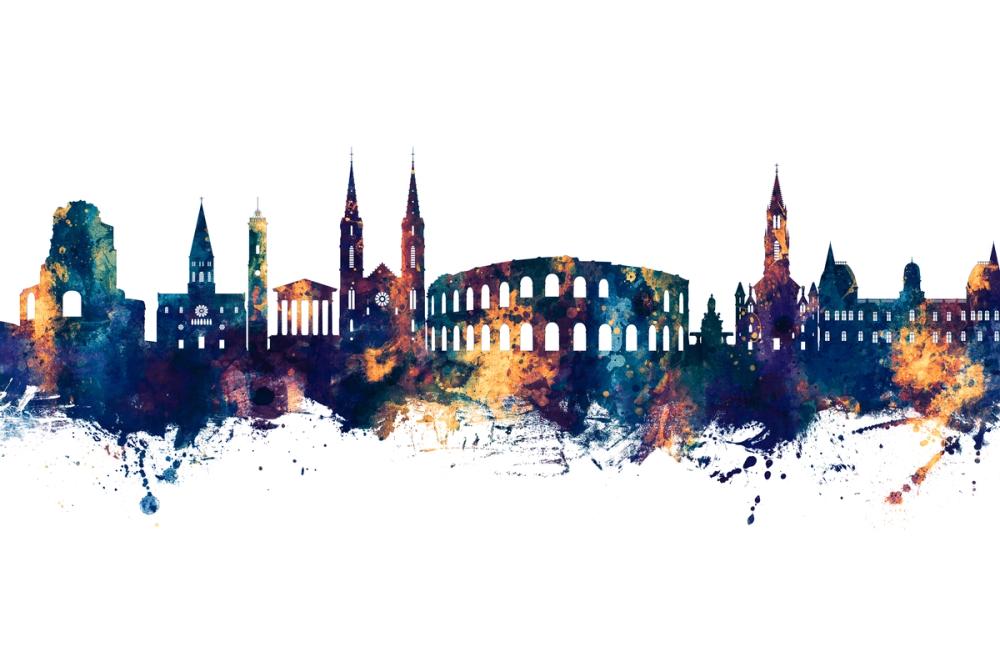 Nîmes France Skyline Blue & Bronze