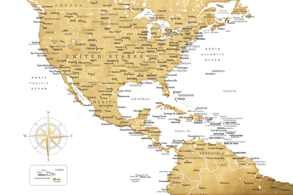 US Mexico Caribbean Map - Rosie