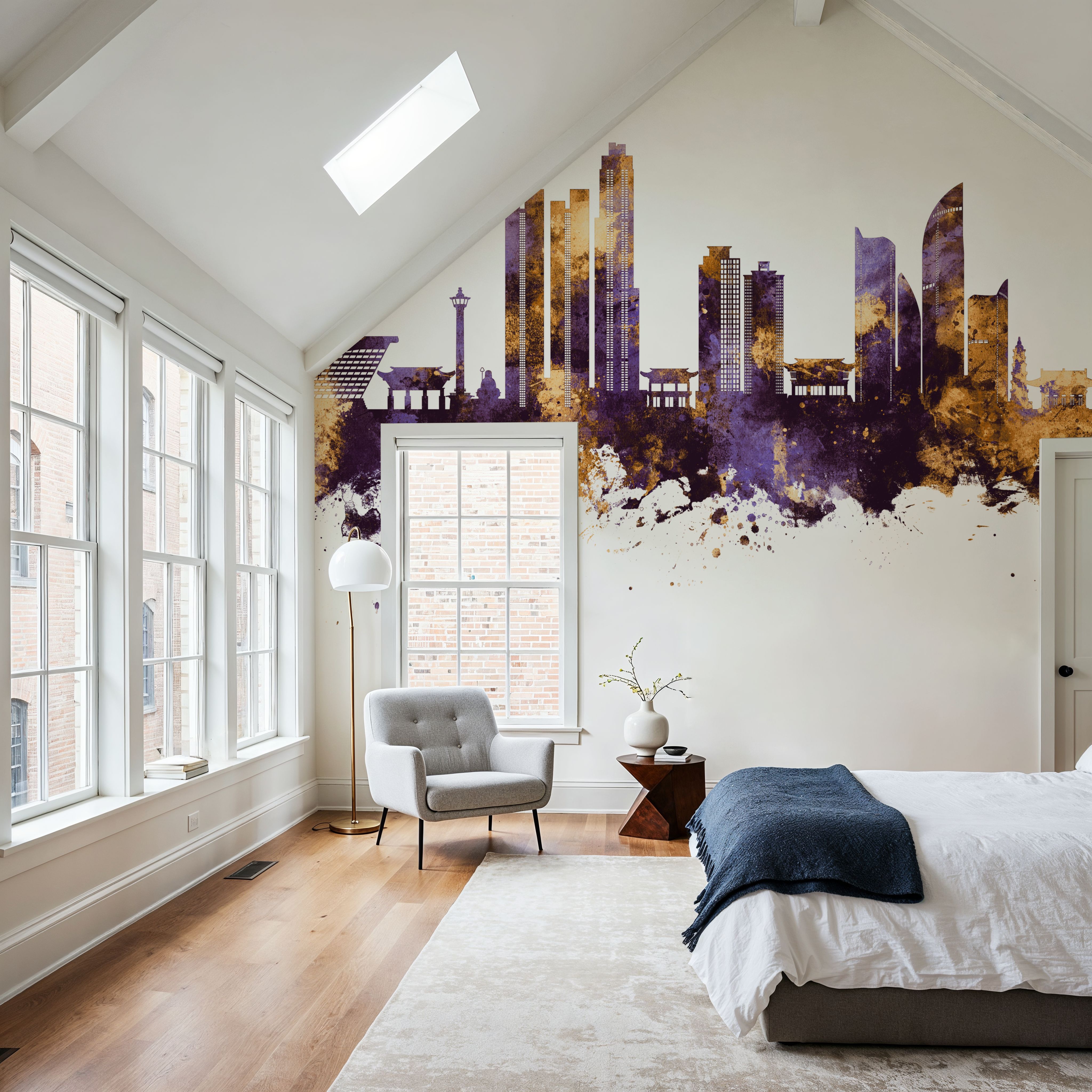 Busan South Korea Skyline Purple & Gold