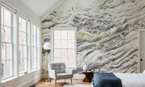 Romantic Waves Gray Yellow