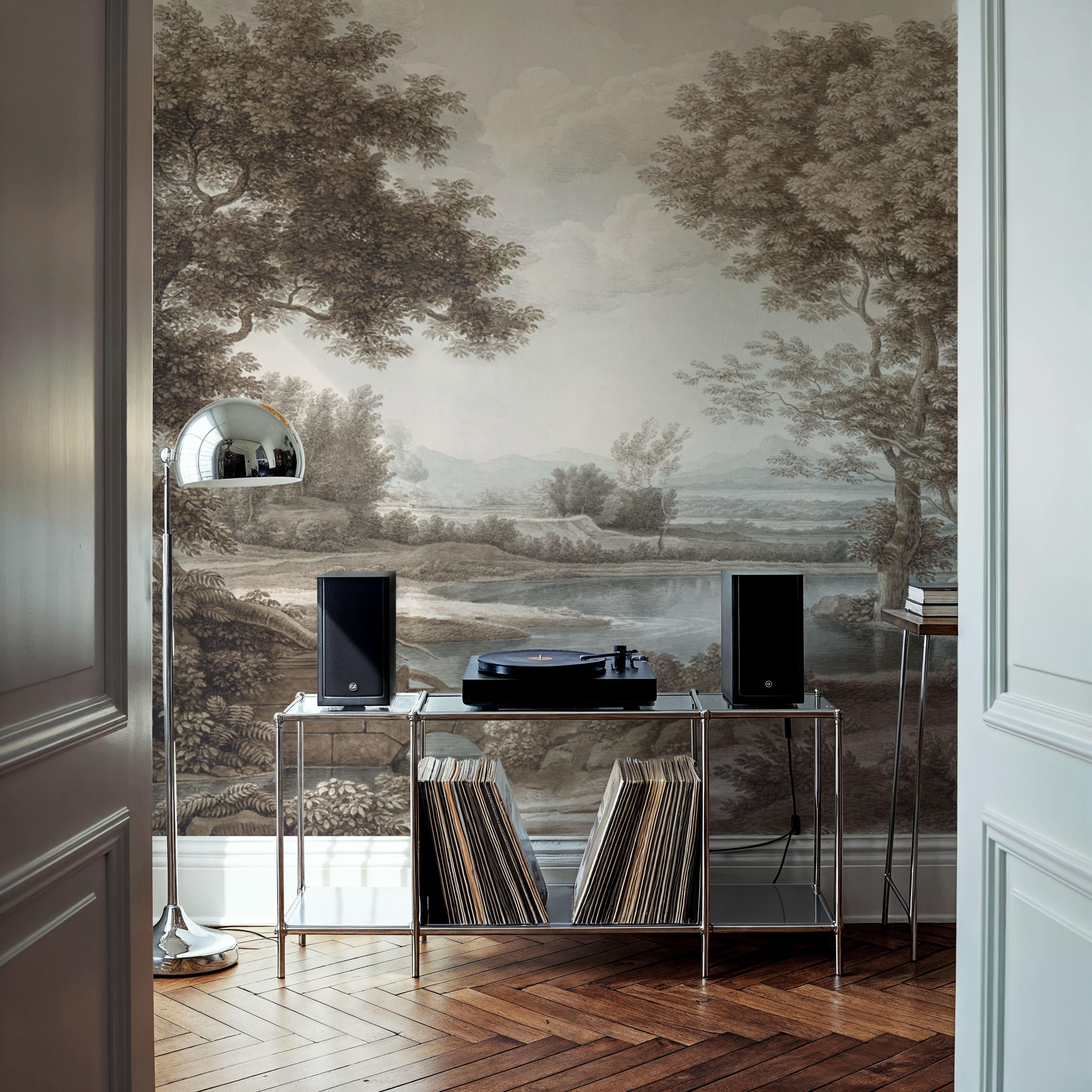Riverbank Oak Landscape, Vintage