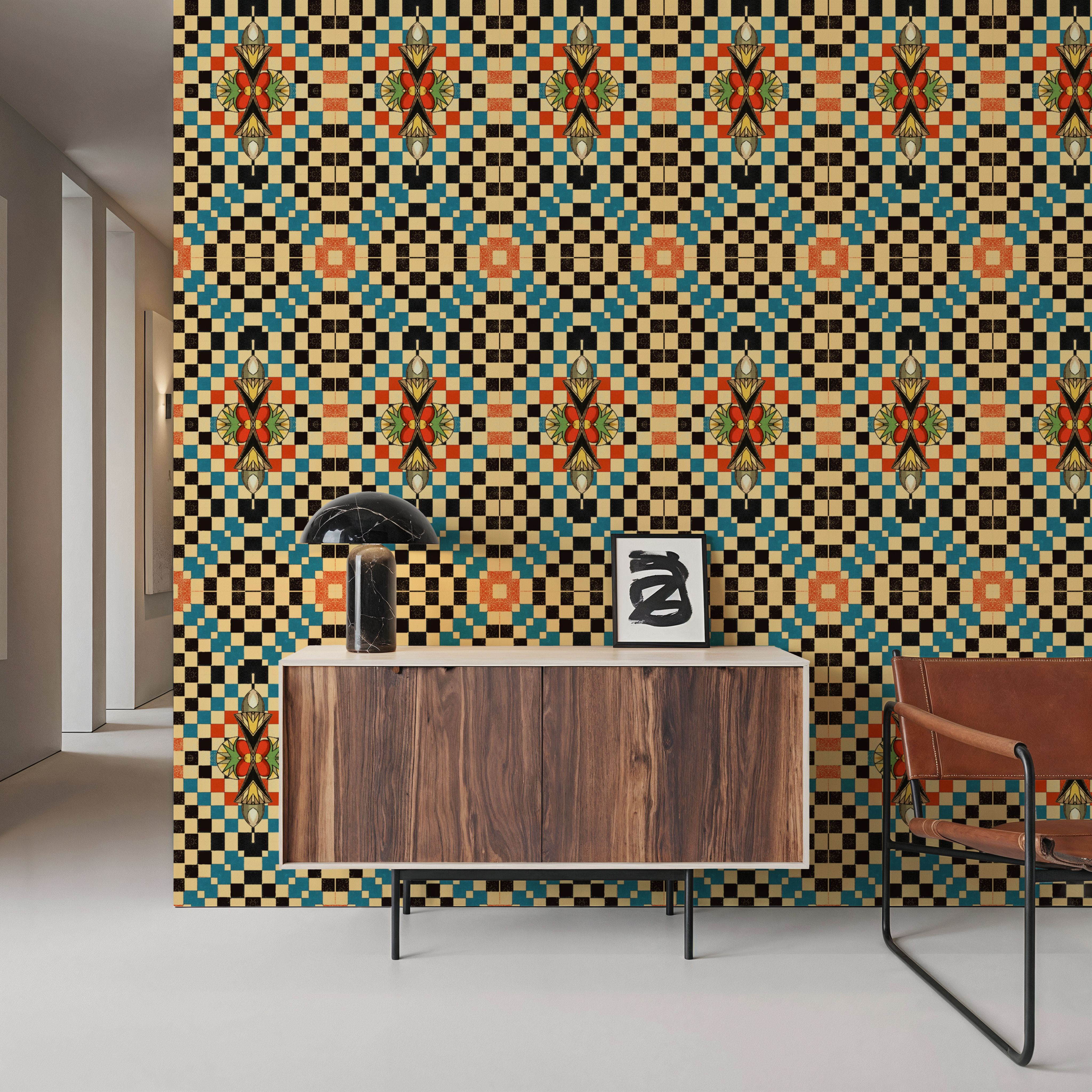 Ornamental Checkers no.III, Wallpaper