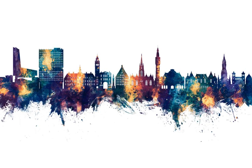 Lille France Skyline Blue & Bronze