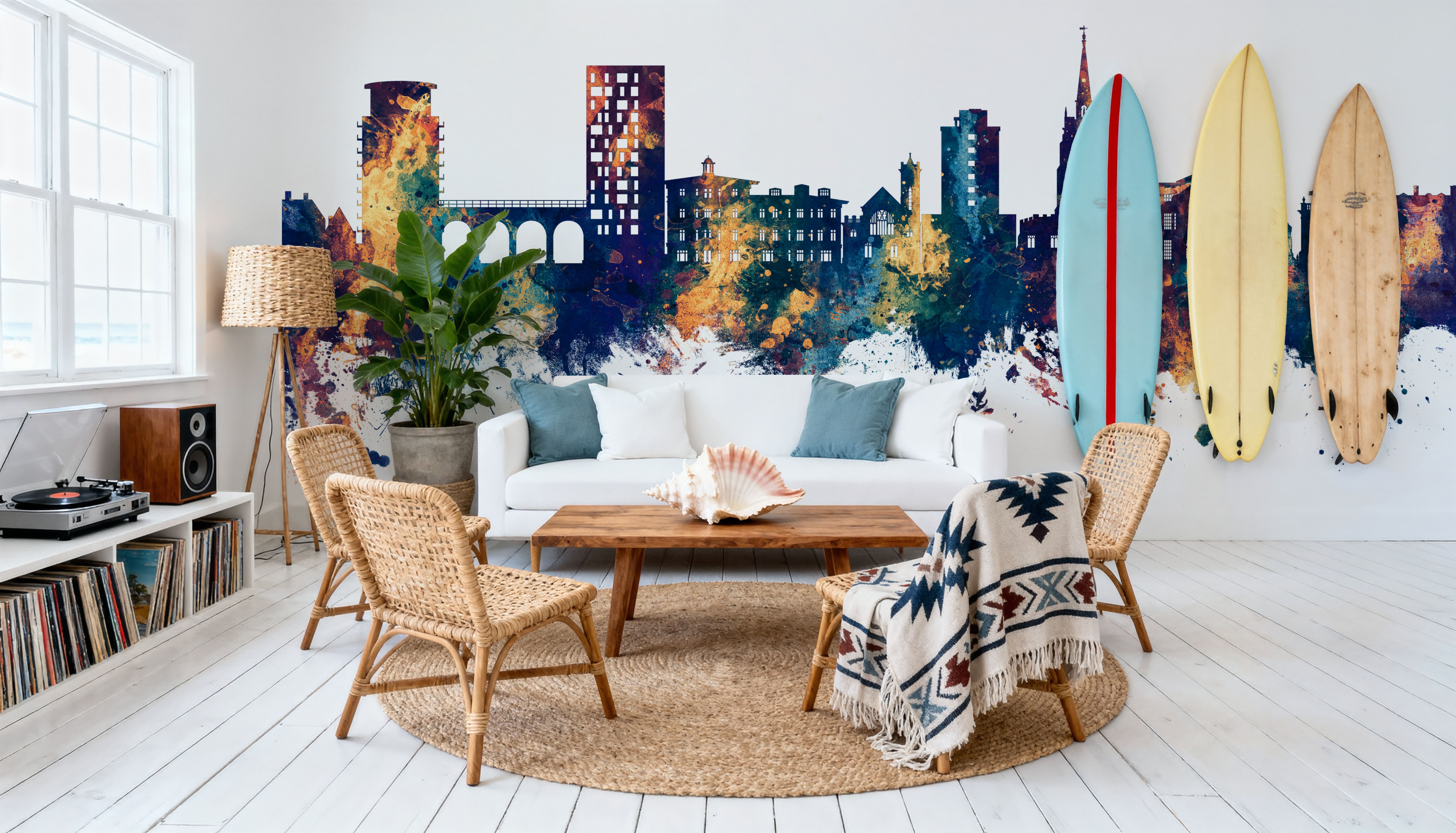 Chelmsford England Skyline Blue & Bronze, Wallpaper