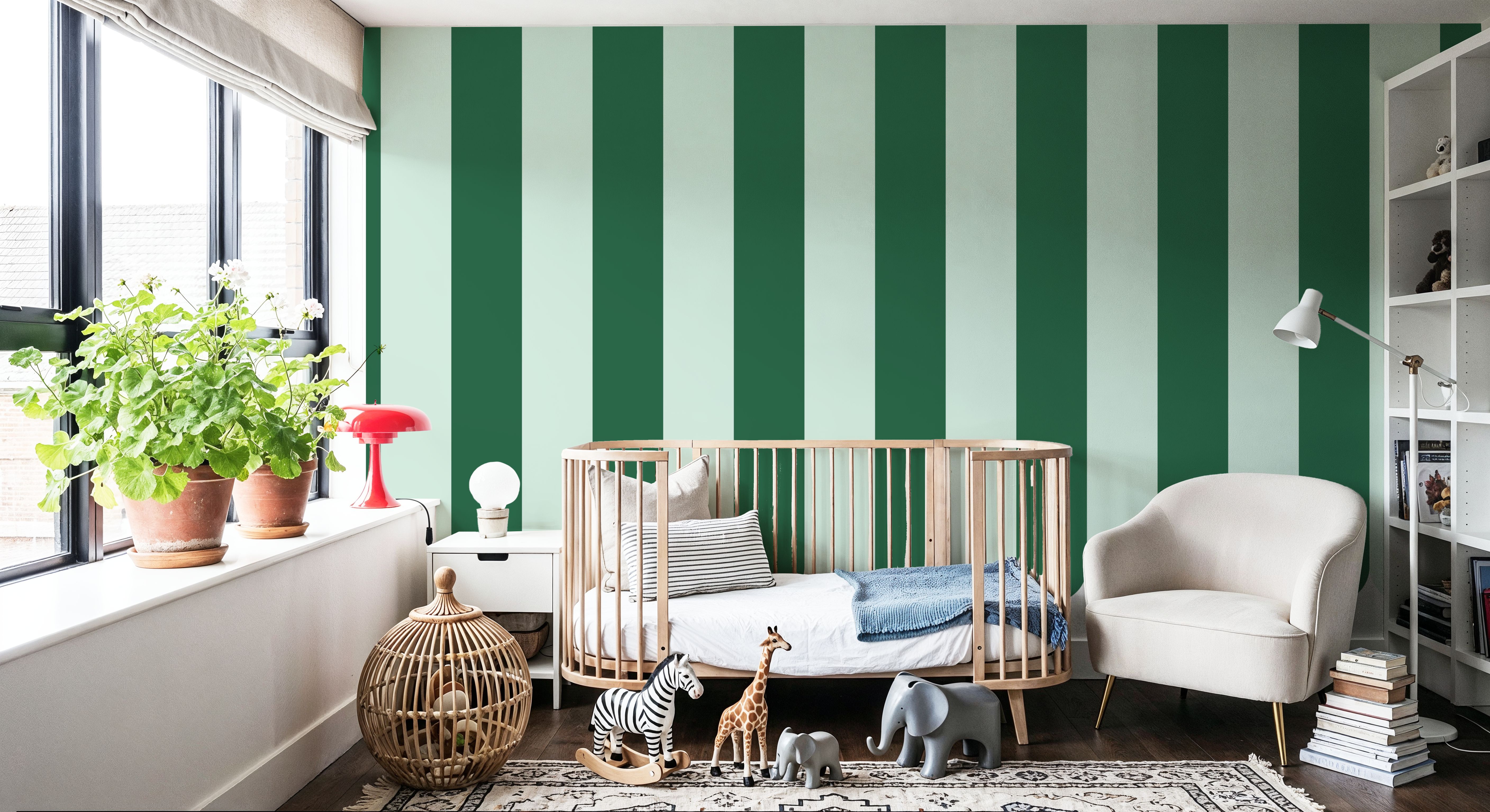 Scalloped Circus Stripes, Green on Green