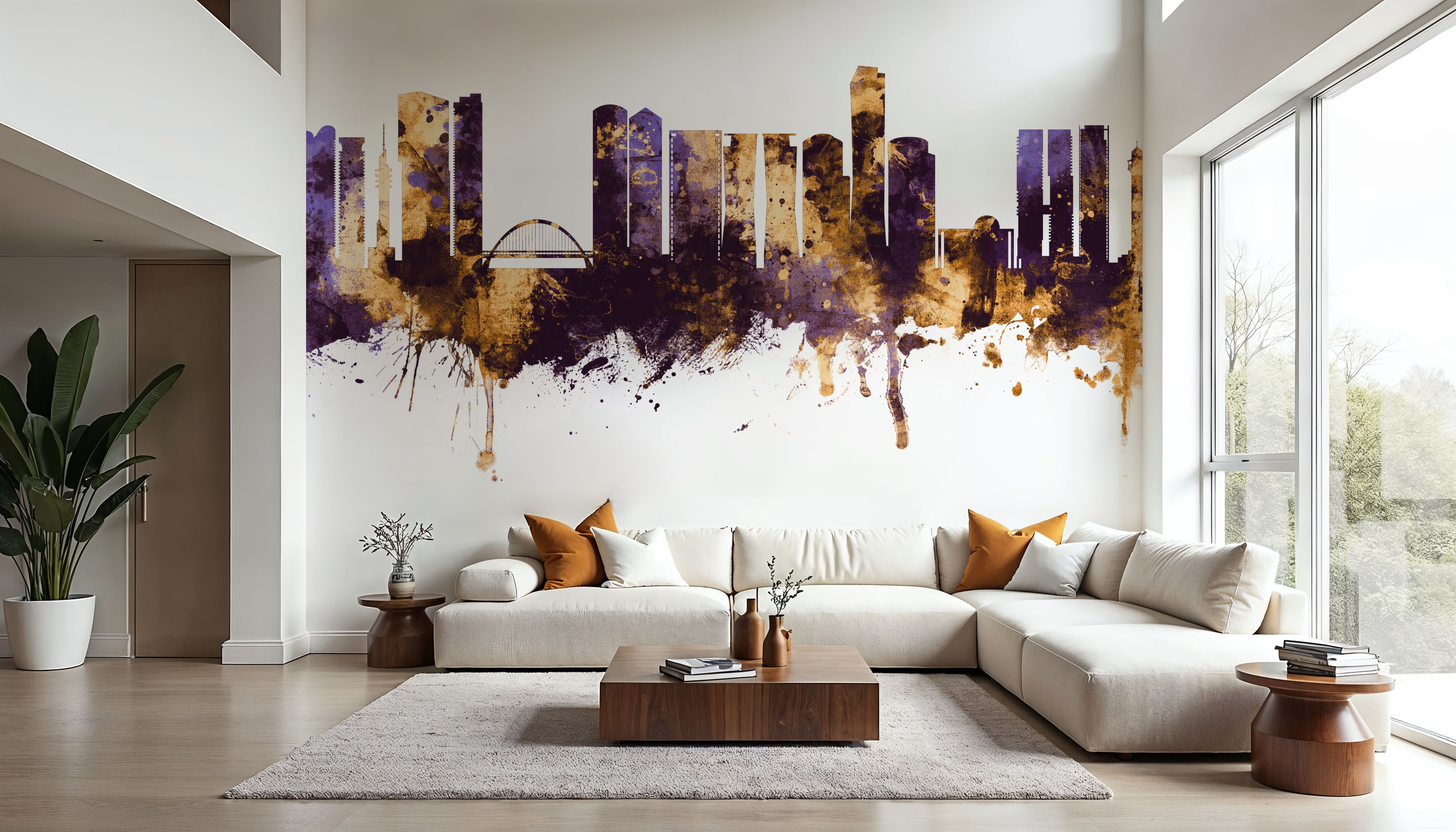 Tel Aviv Skyline Purple & Bronze