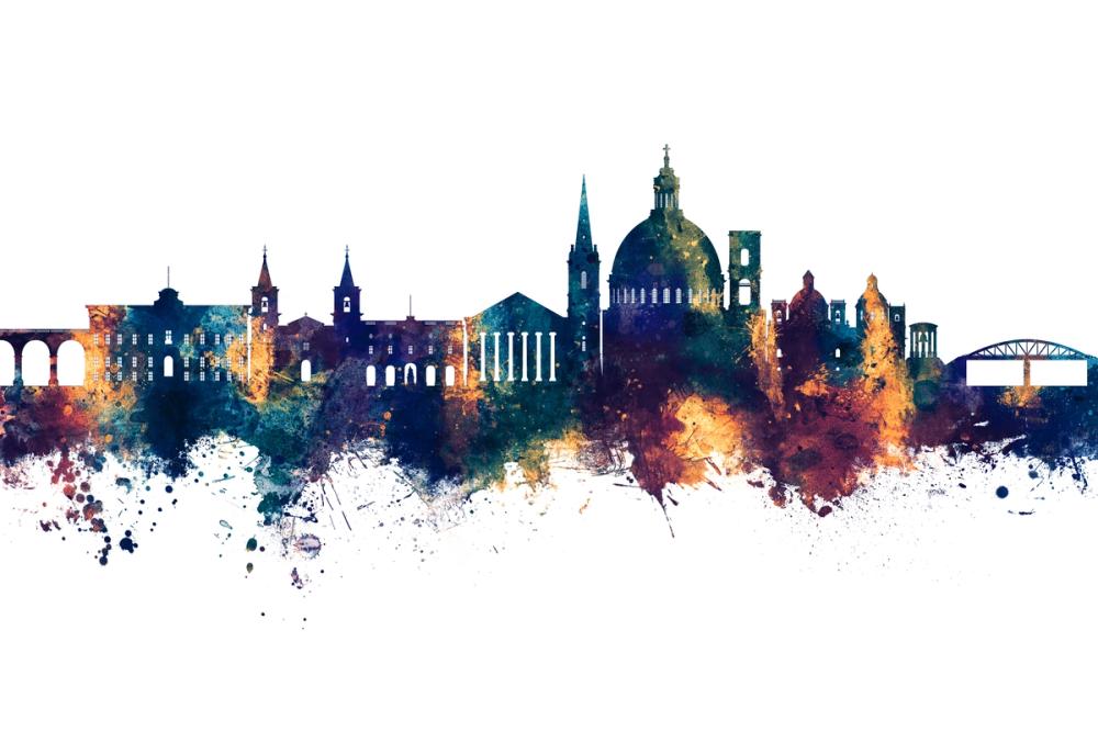 Valletta Malta Skyline Blue & Bronze