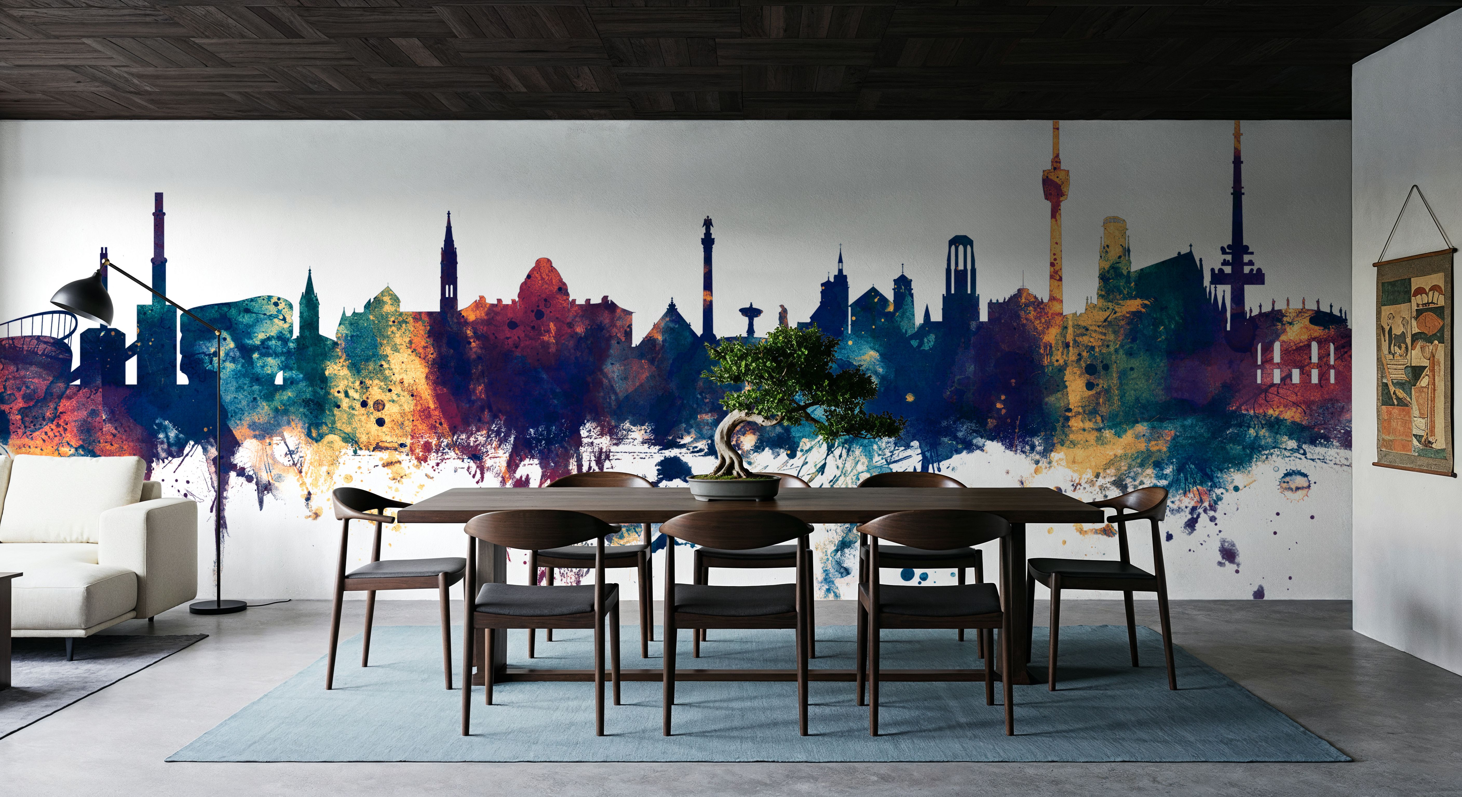 Stuttgart Germany Skyline Blue & Bronze