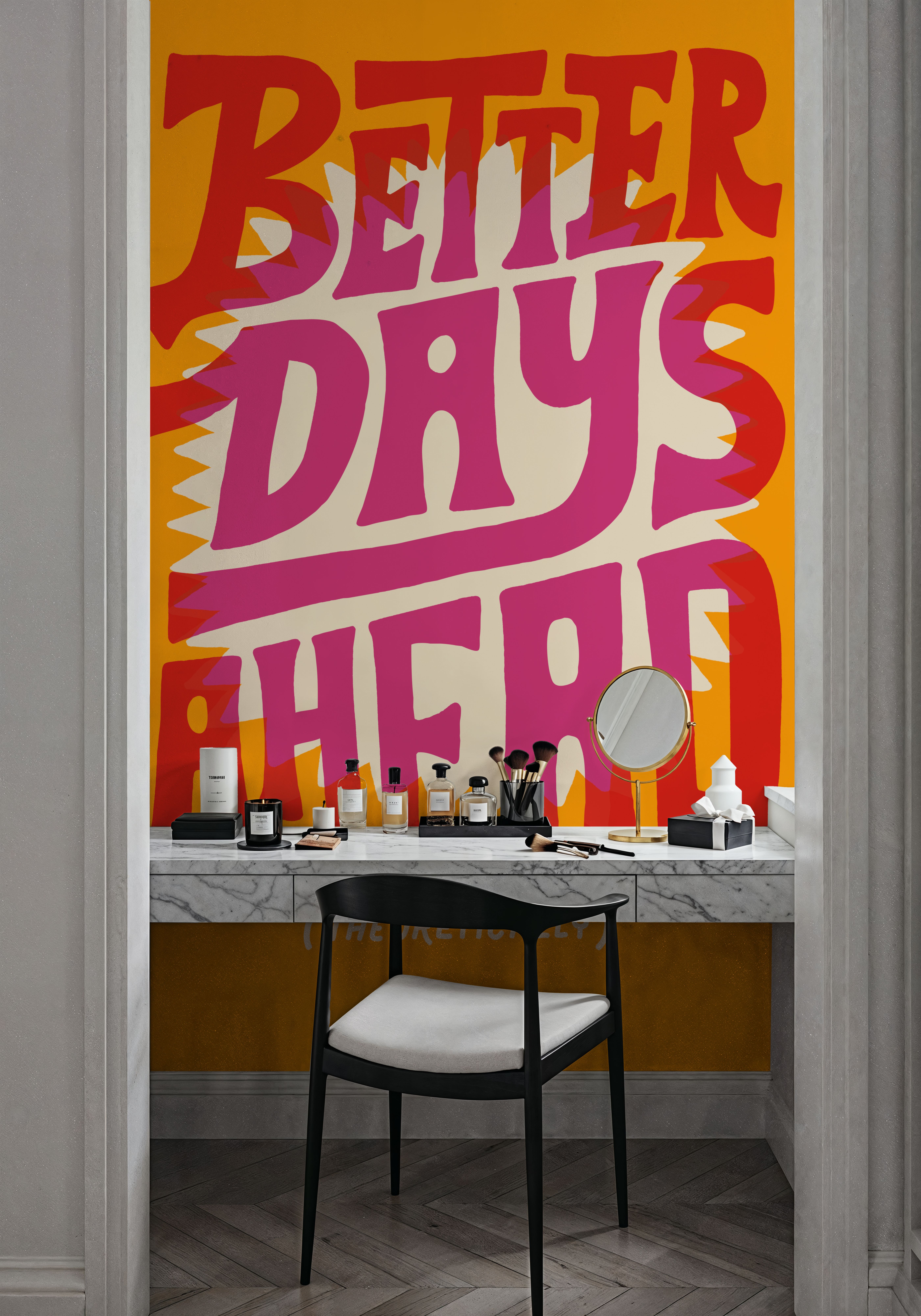 Wall Mural - Motivation Mantra III - Graphics Pop mural wallpaper - Orange - Bedroom - Wallism US - Premium, Textured or Peel & Stick