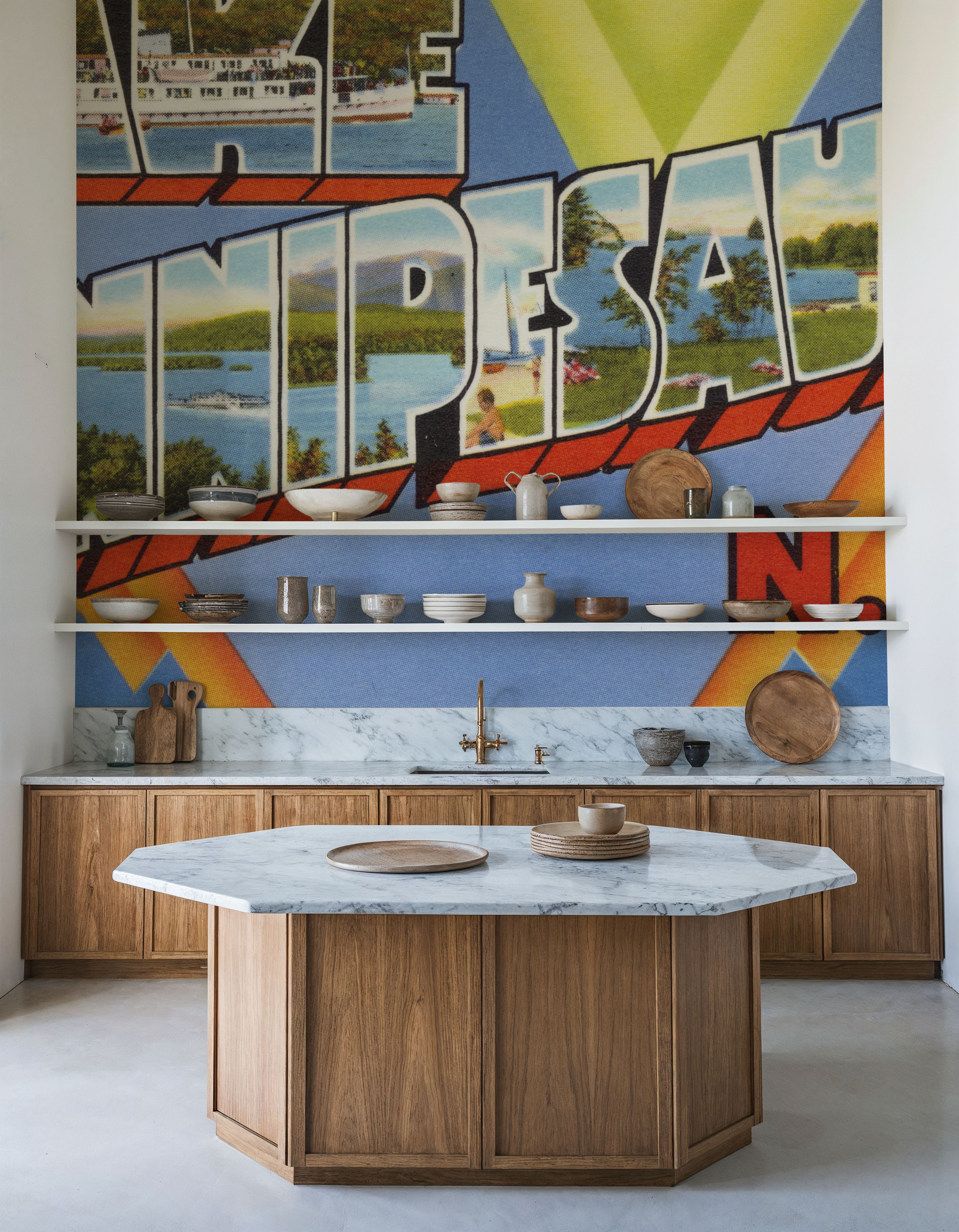 Greetings from Lake Winnipesaukee - Screenprint Postcard