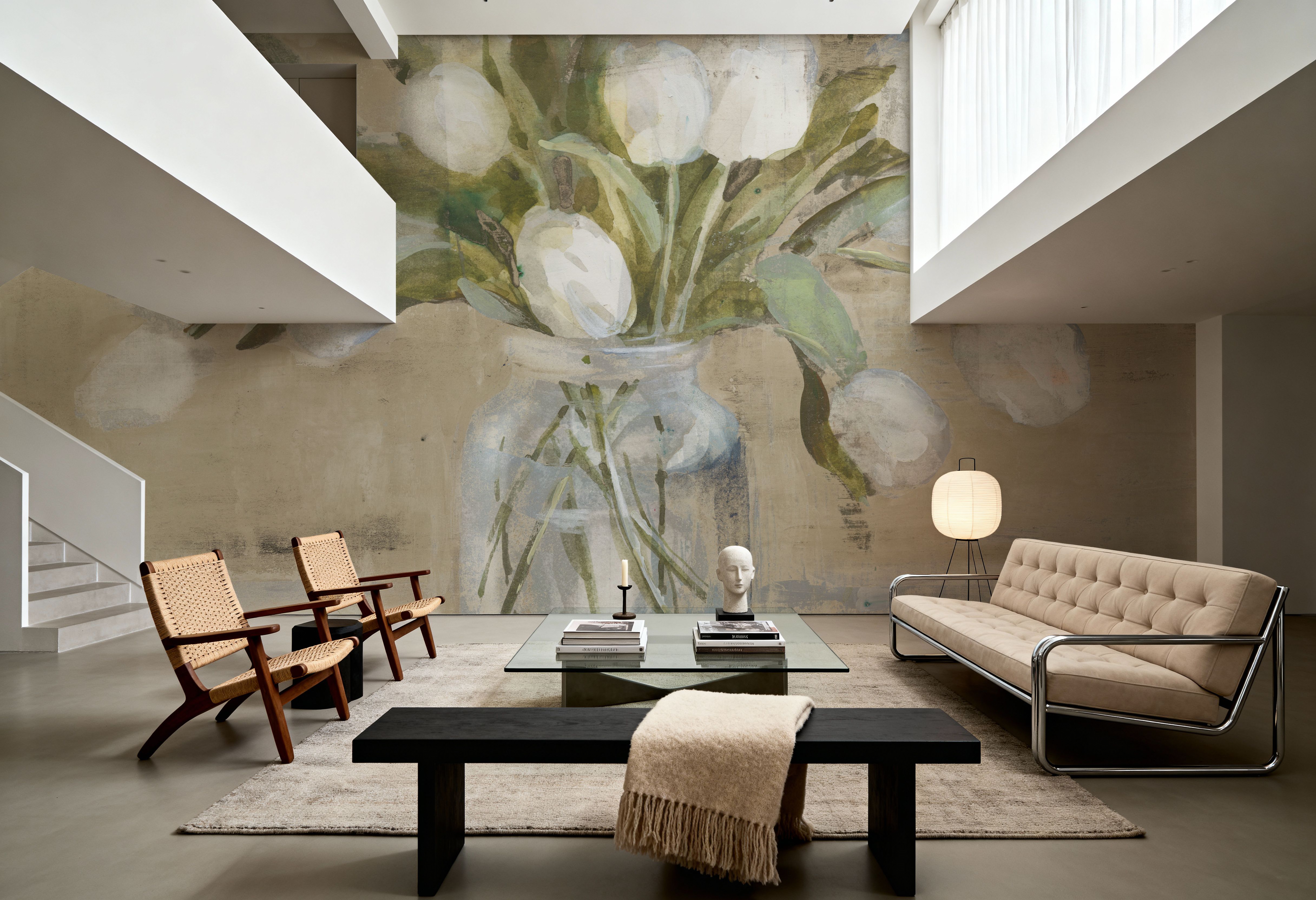 April Tulips Neutral, Behang