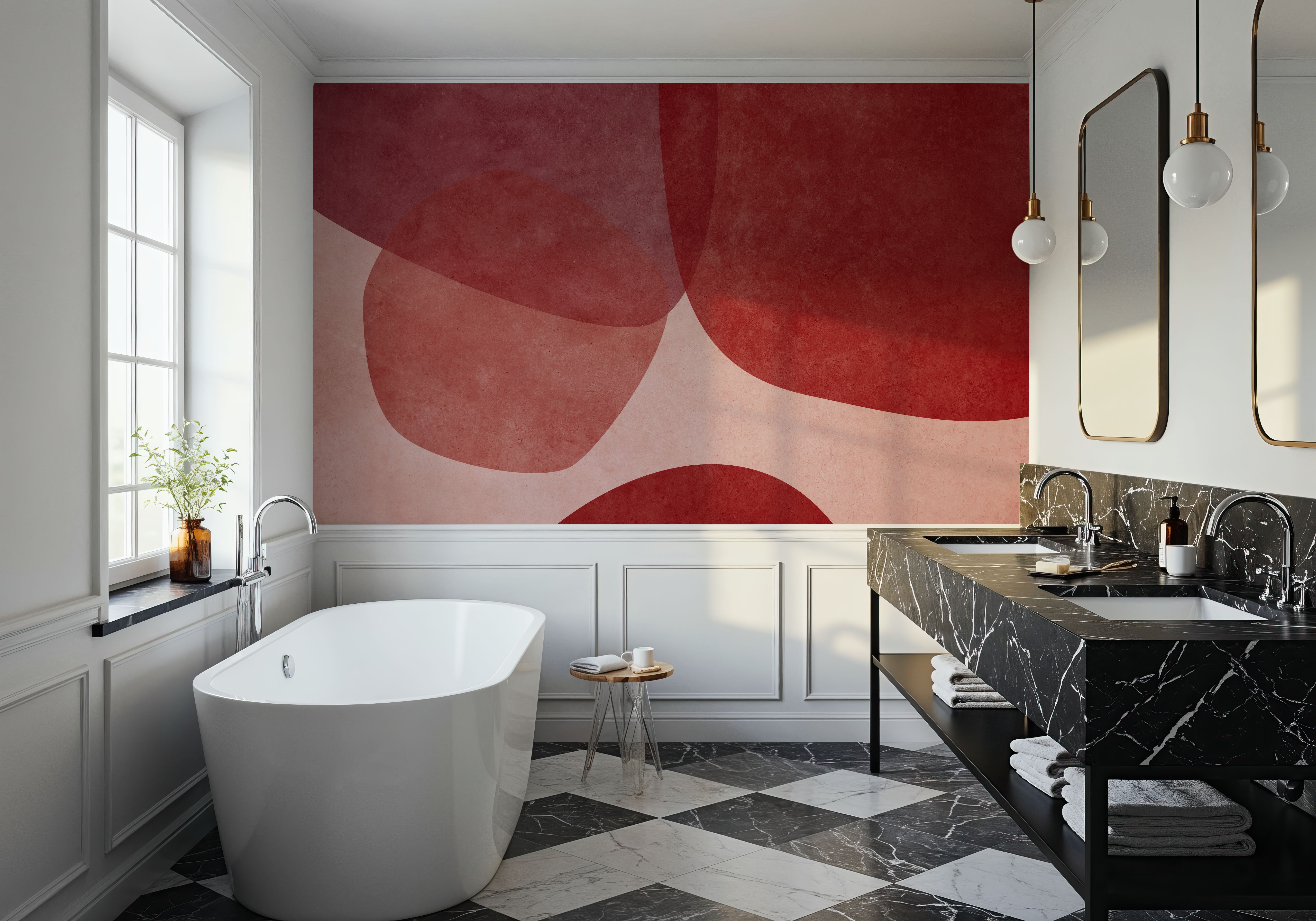 Embracing Shapes, Cherry Red, Wallpaper