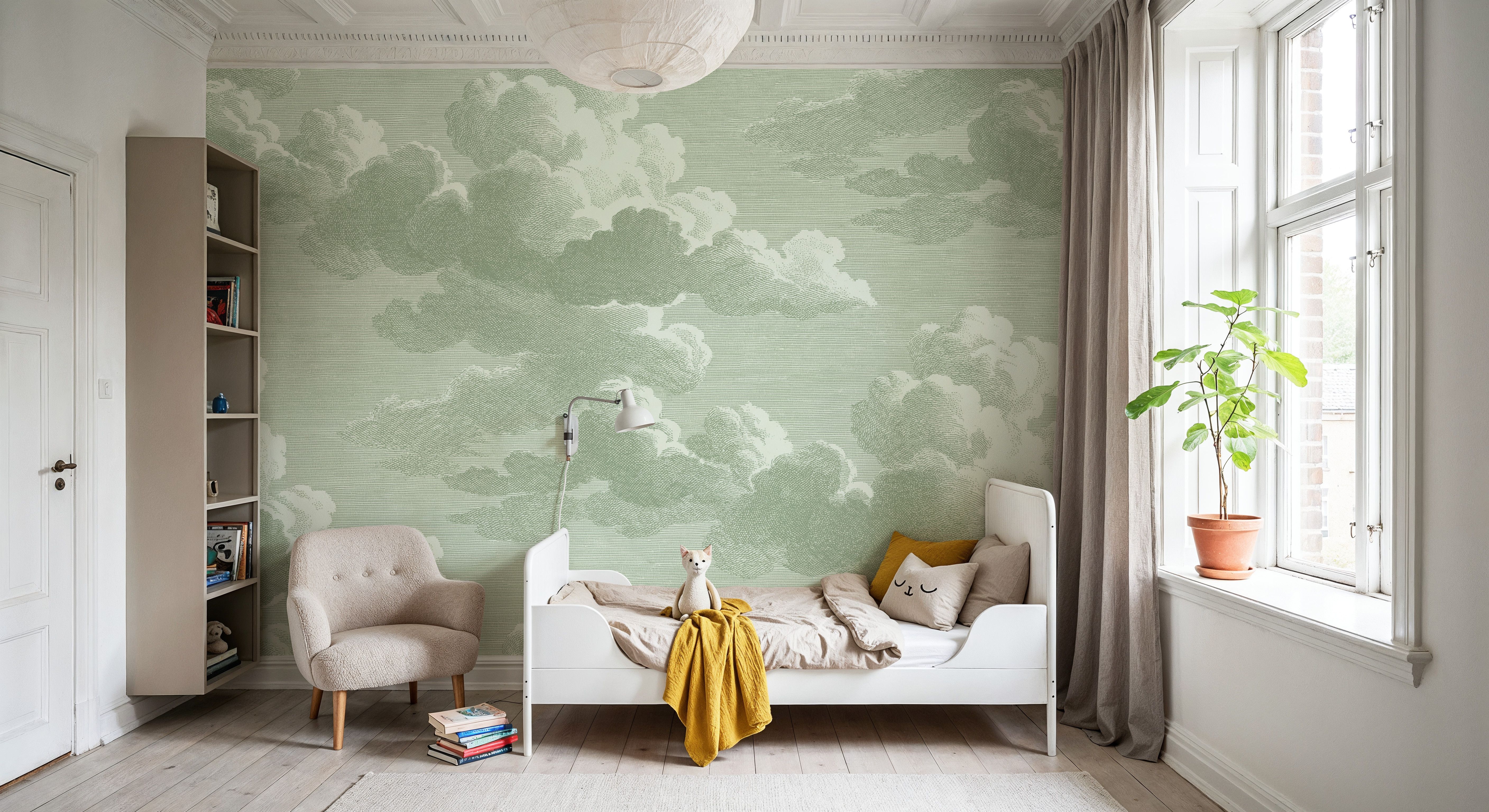 Intaglio Clouds, Sage, Tapeten