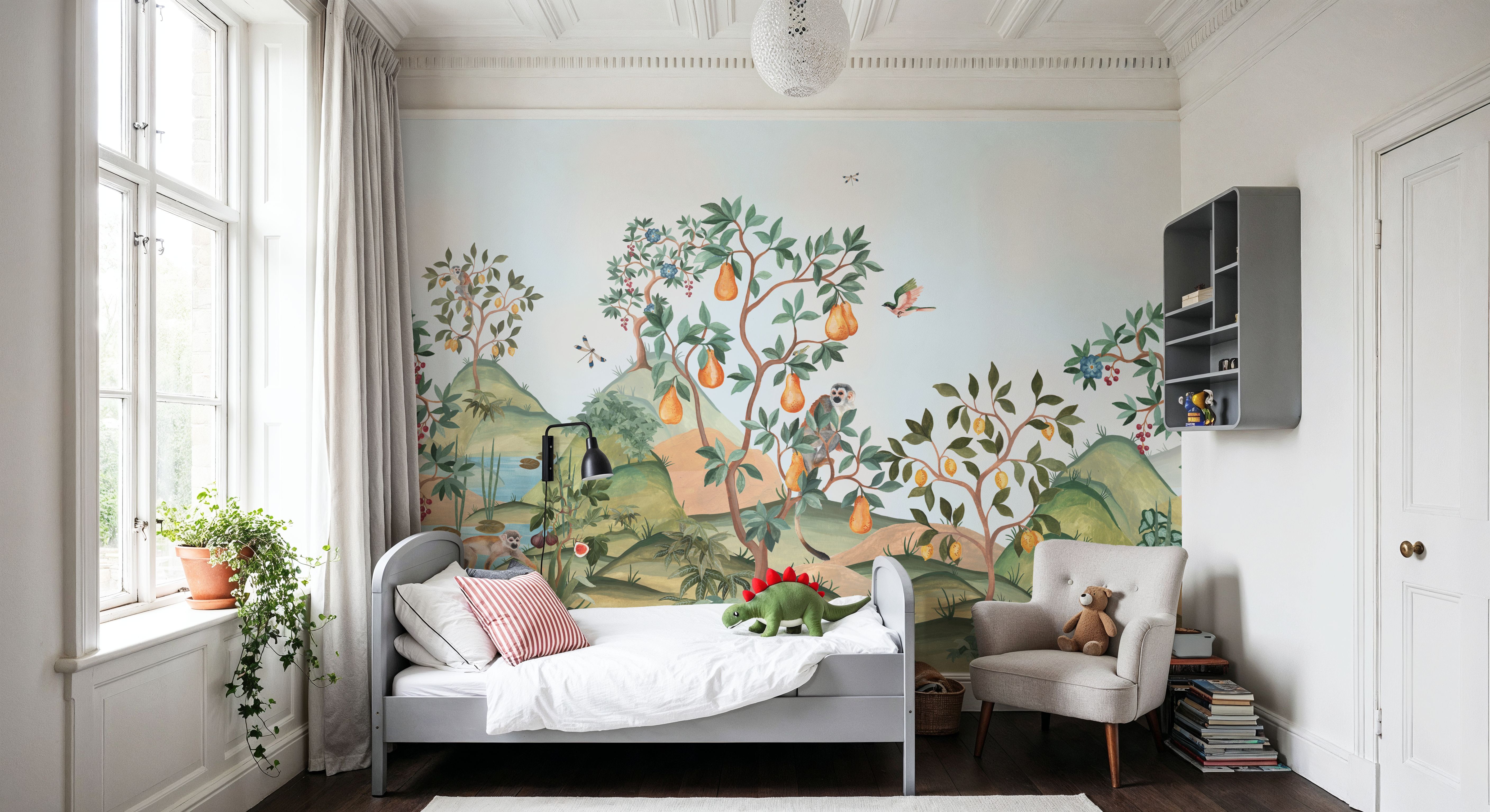 Orchard Reverie, Sky Blue, Wallpaper