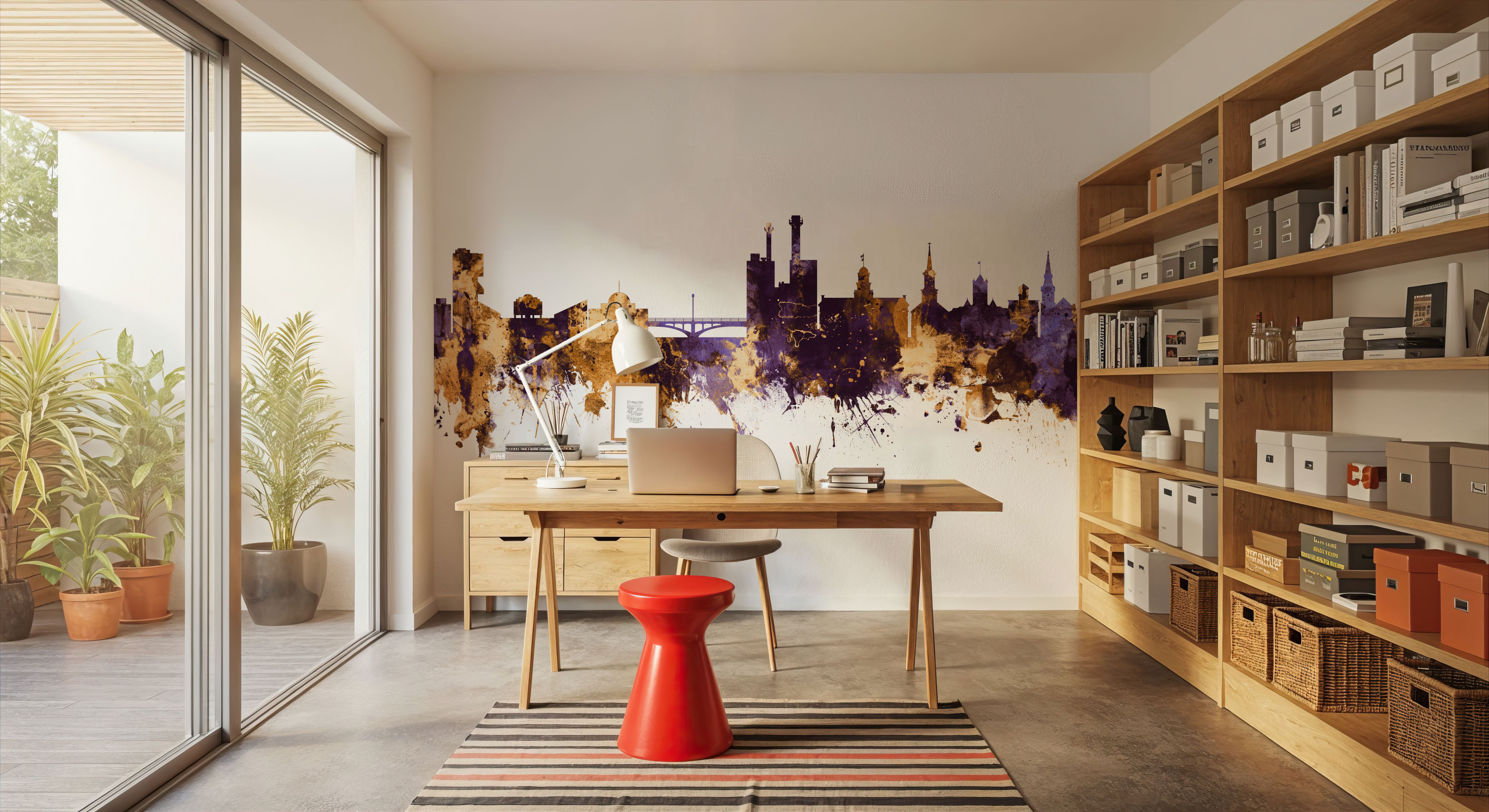 Iowa City Skyline Purple & Gold