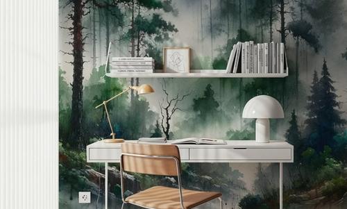 Foggy Lush Forest with Dense Trees