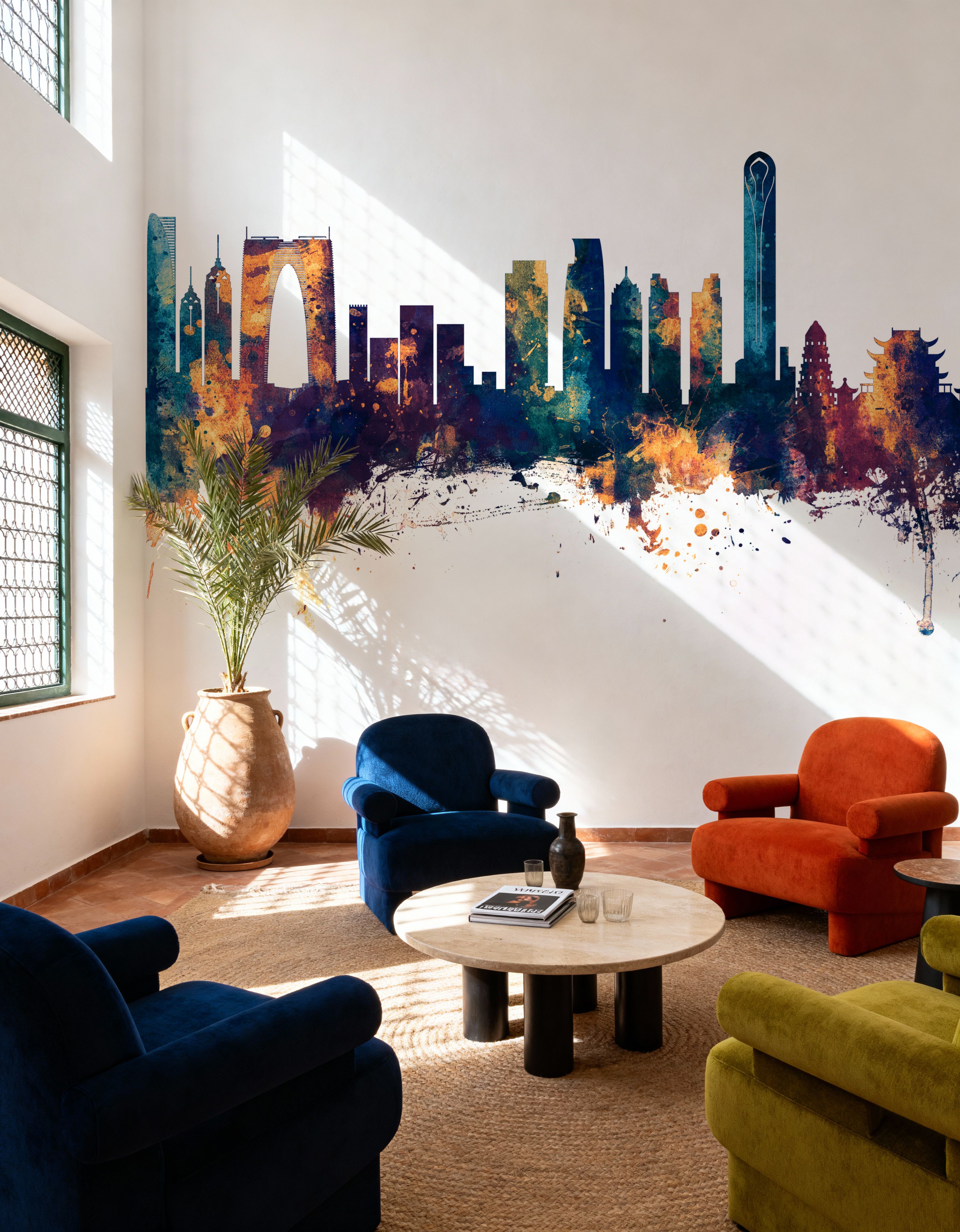 Suzhou China Skyline Blue & Bronze