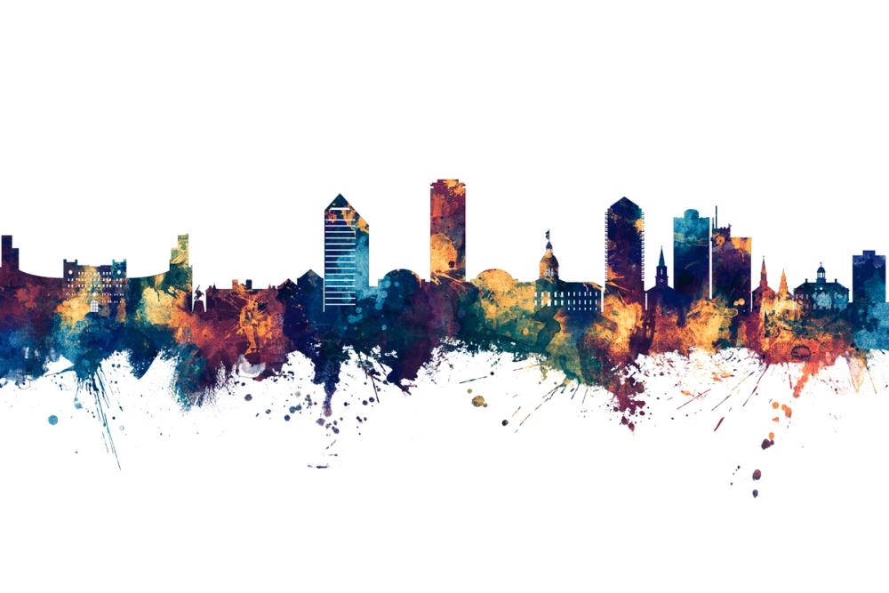 Tallahassee Florida Skyline Blue & Bronze